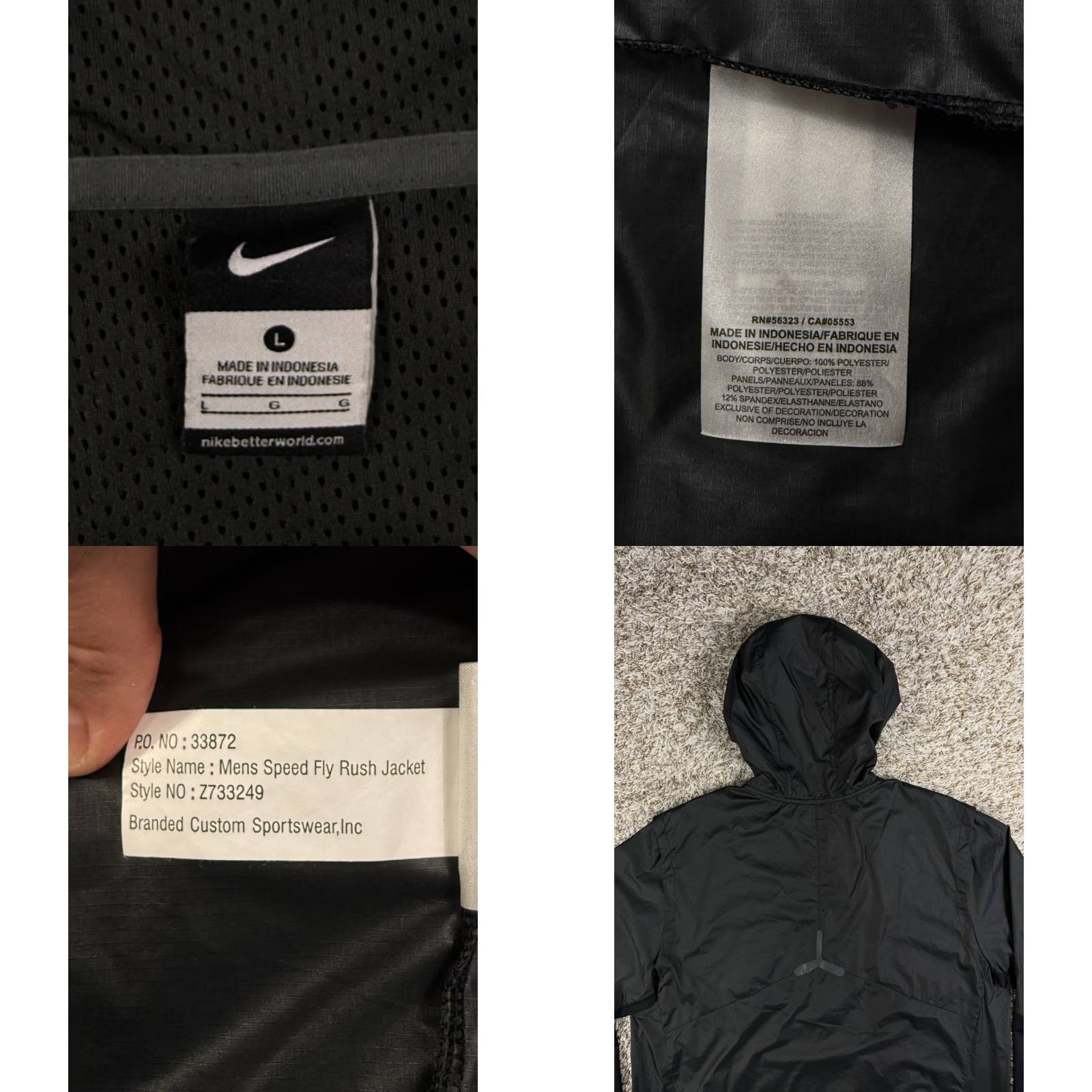 Nike Nike Speed Fly Rush Windbreaker Jacket Men L Black Windbreaker Running & Jogging Mens Size Large Size US L / EU 52-54 / 3 - 8 Thumbnail