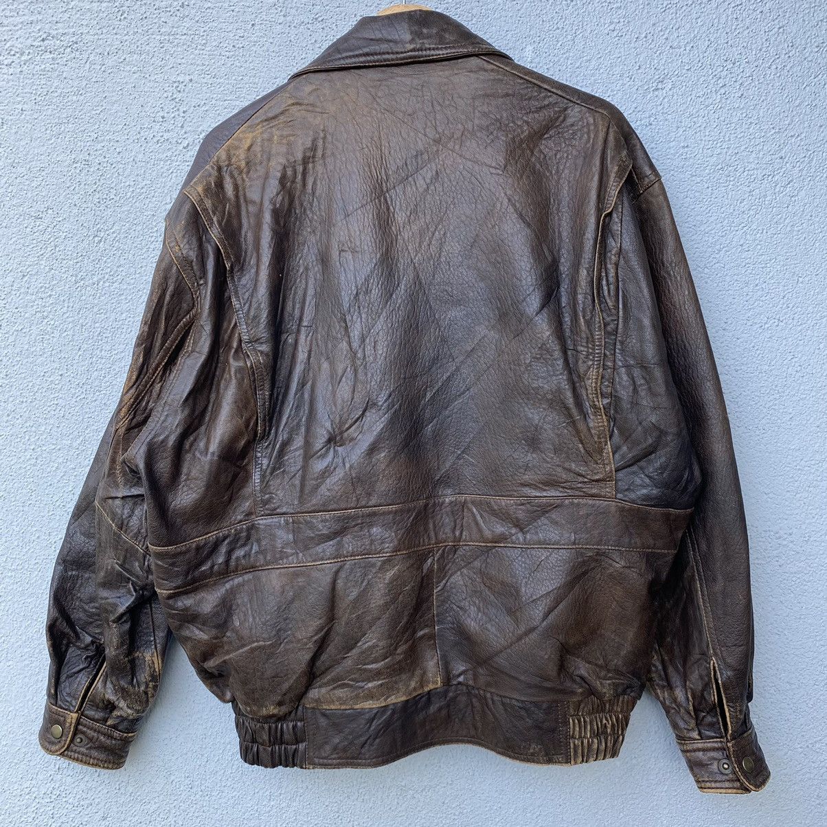 Vintage Vintage Japanese Utility Pocket Faded Leather Jacket Size US XL / EU 56 / 4 - 10 Thumbnail
