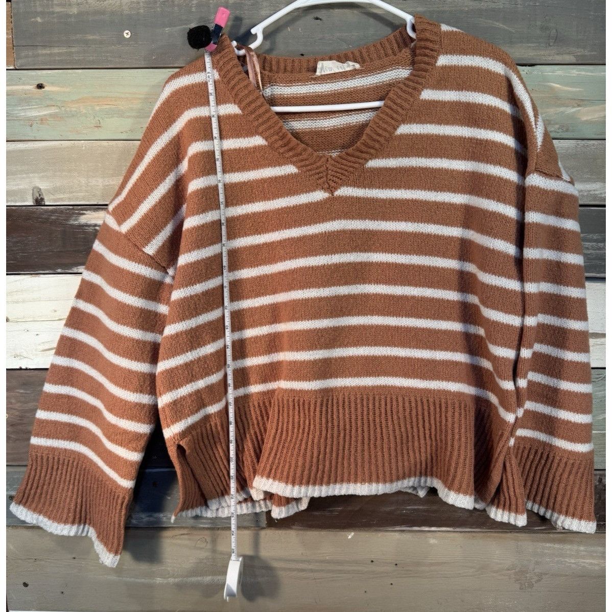 Other New In Knit Brown Stripe Sweater Oversized Women’s Medium US Size M / US 6-8 / IT 42-44 - 4 Thumbnail