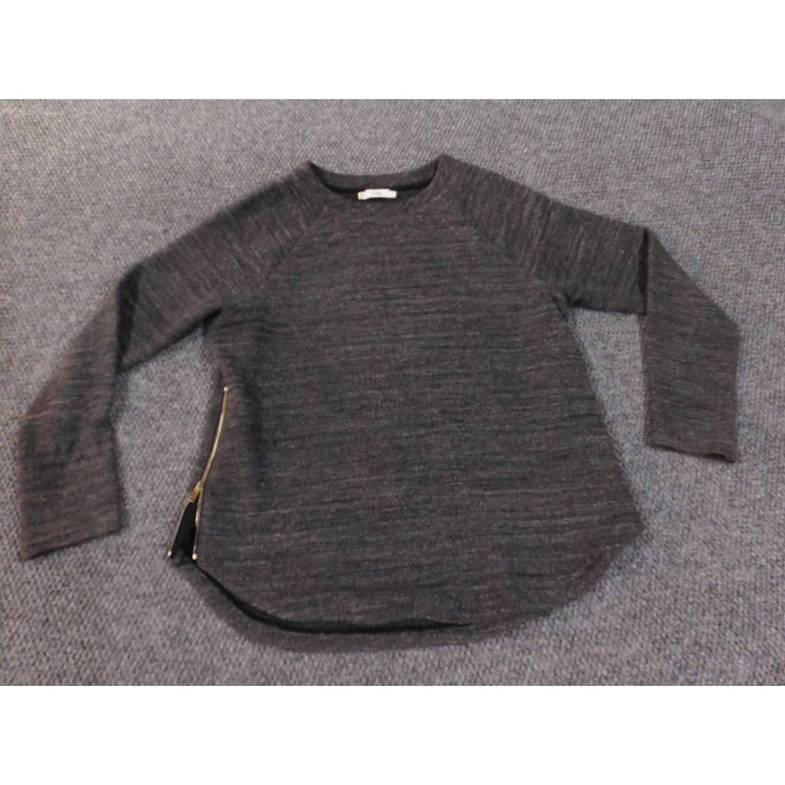 Vince Vince Womens Small Gray Pullover Zip Sweater Knit Round Neck Long Sleeve Stretch Chuny Knit Zipper Size S / US 4 / IT 40 - 2 Thumbnail