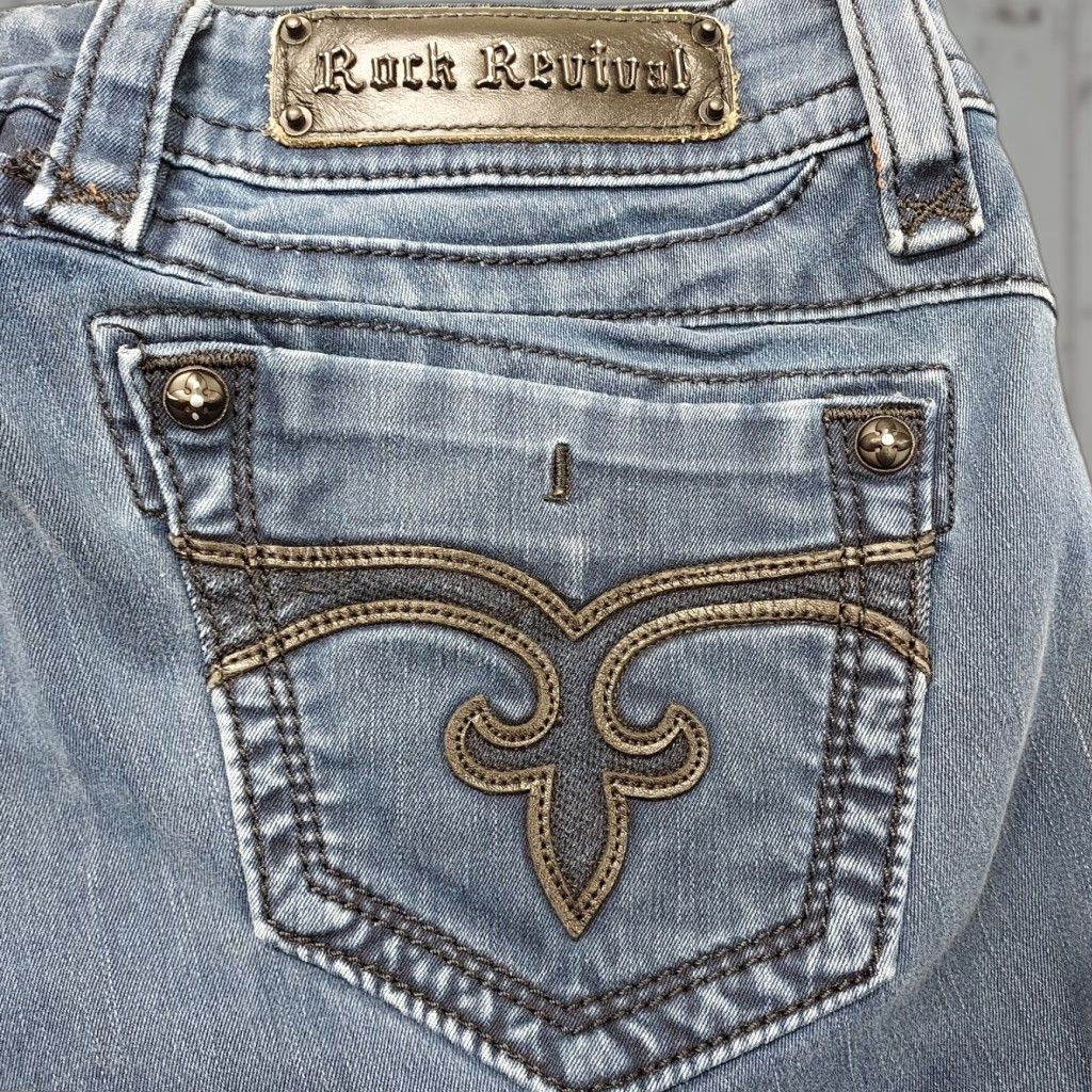 Vintage Rock Revival Adele Jeans Women's 29 x 31 Blue Low Rise Bootcut Medium Wash Denim Size 29" - 1 Thumbnail