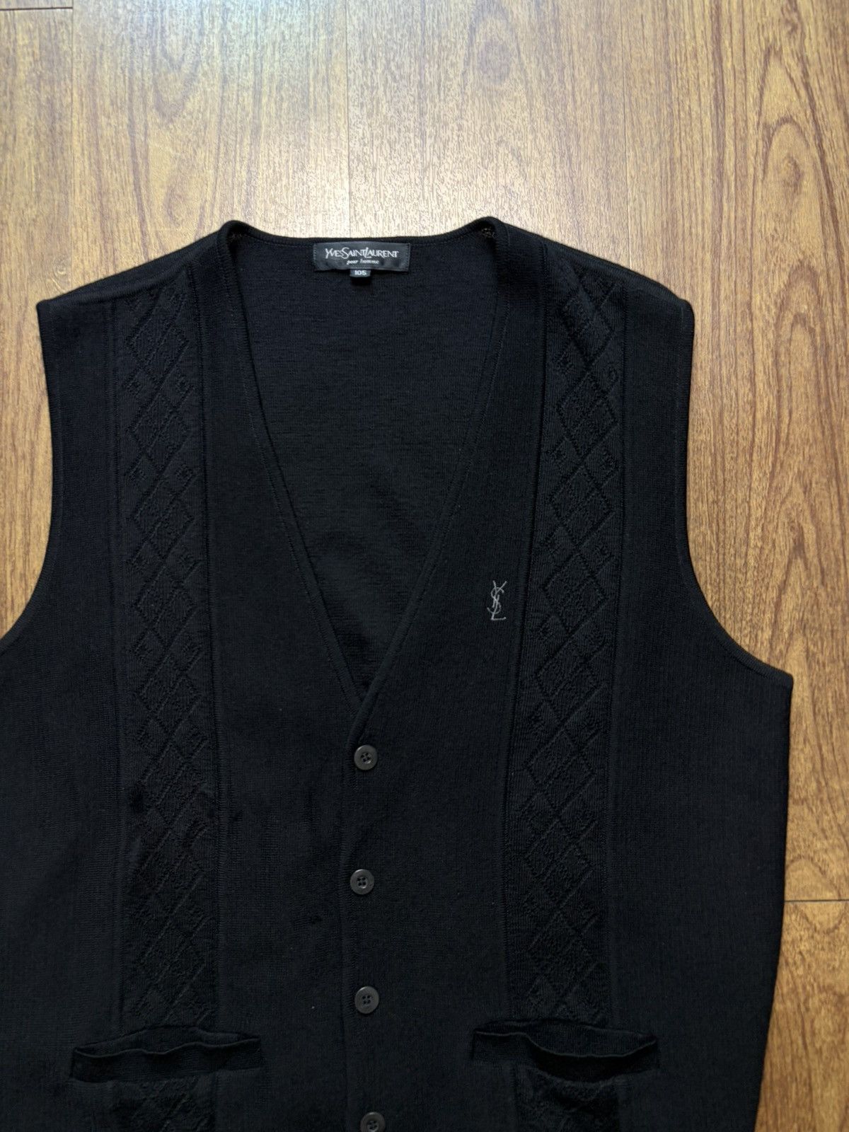 Yves Saint Laurent FREE TAX! Pour Homme Wool Knitted Buttoned Vest Size US M / EU 48-50 / 2 - 2 Thumbnail