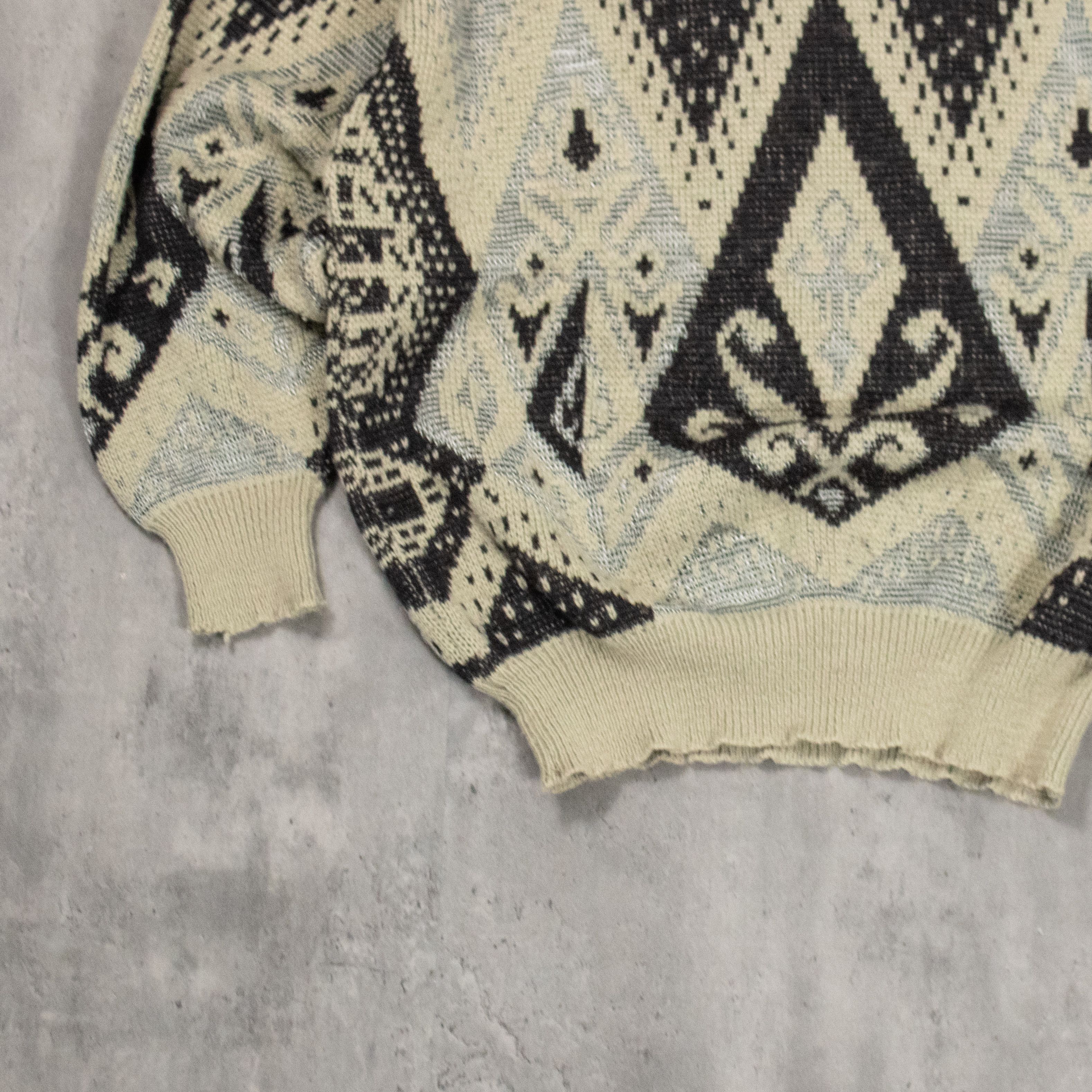 Japanese Brand VTG 90's Diamond Pattern Oversize Knitted Crewneck Sweater Size US L / EU 52-54 / 3 - 4 Thumbnail