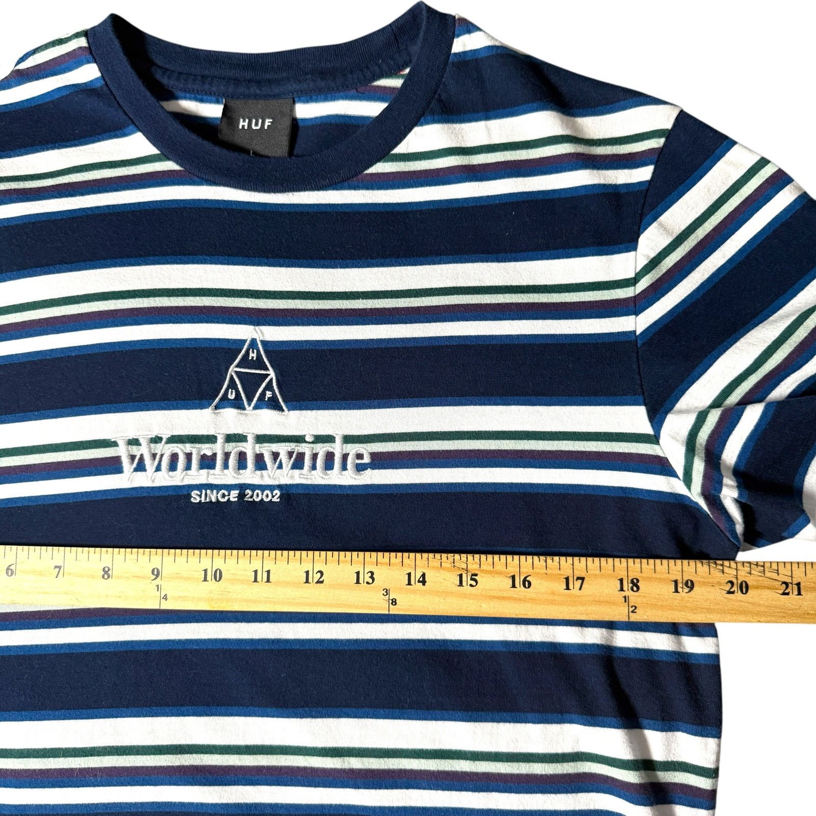 Huf HUF Worldwide Multicolored Striped SS Top Men’s L - Skater Size US L / EU 52-54 / 3 - 15 Thumbnail