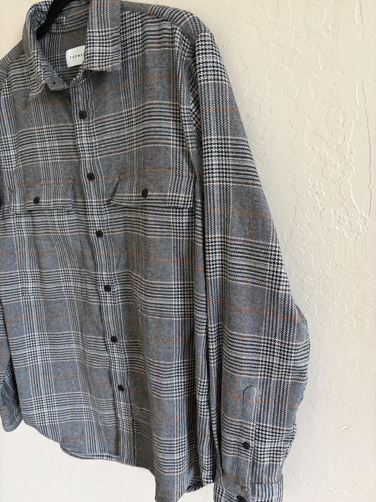 Topman Topman Gray Plaid Shirt button down Size US M / EU 48-50 / 2 - 4 Thumbnail