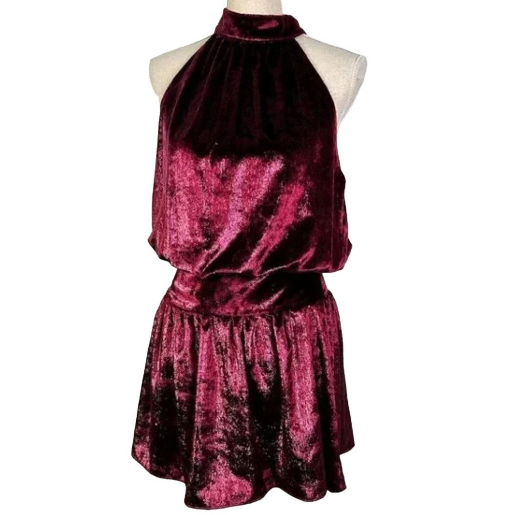 Ramy Brook Ramy Brook Women Ellin Velvet Halter Neck Mini Dress Size M / US 6-8 / IT 42-44 - 1 Thumbnail
