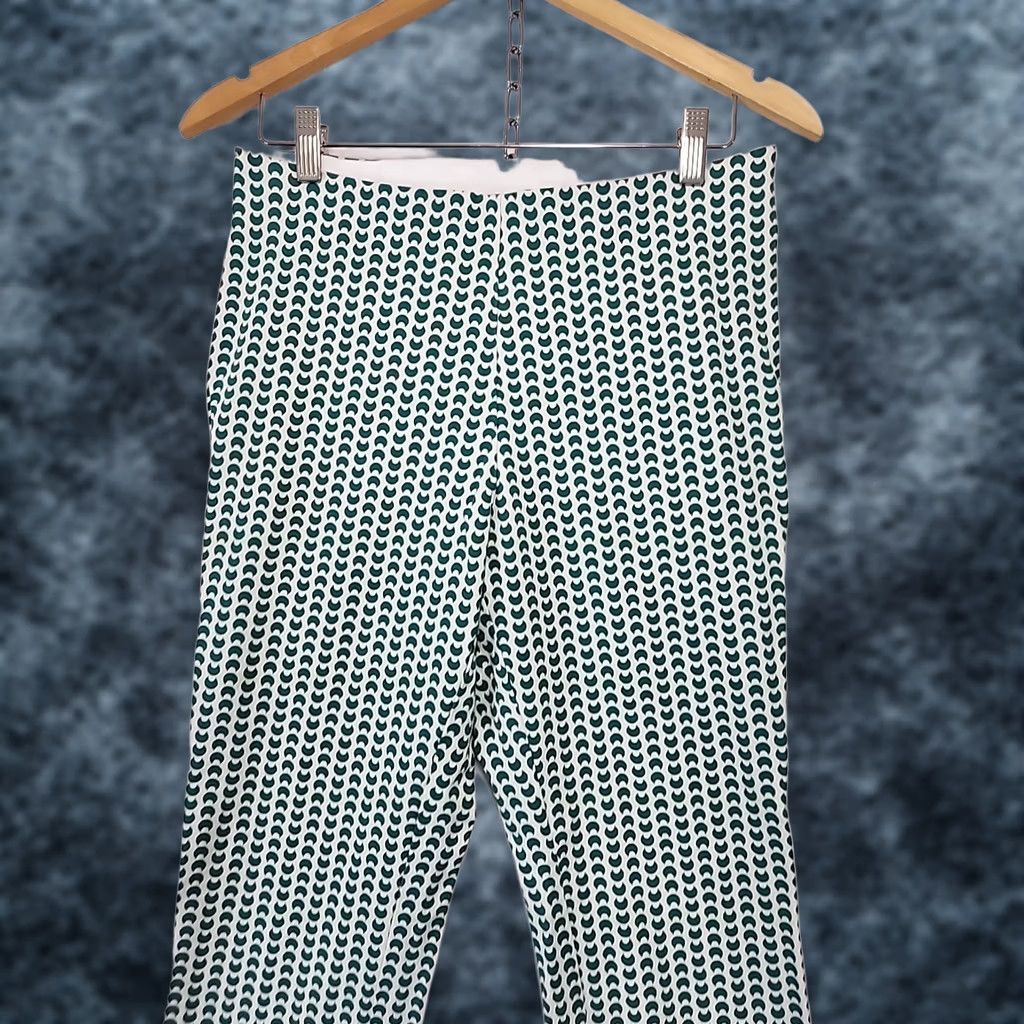 Vintage A New Day Women Pants Green White Geometric Skinny Ankle High Rise Flat Front Slimming Size 8 Casual Size 30" / US 8 / IT 44 - 1 Thumbnail