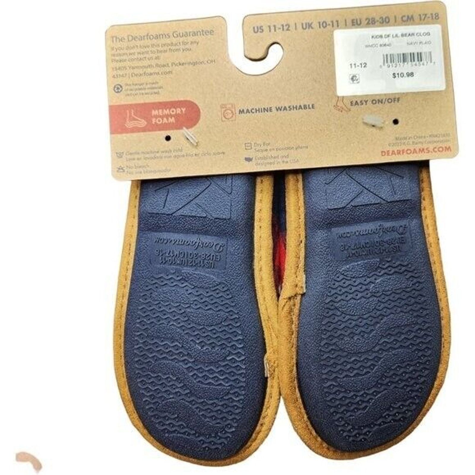 Other Dearfoam Childrens 'Lil Bear' Slippers 11/12 Red Blue Plaid Size US 11 / IT 41 - 5 Thumbnail