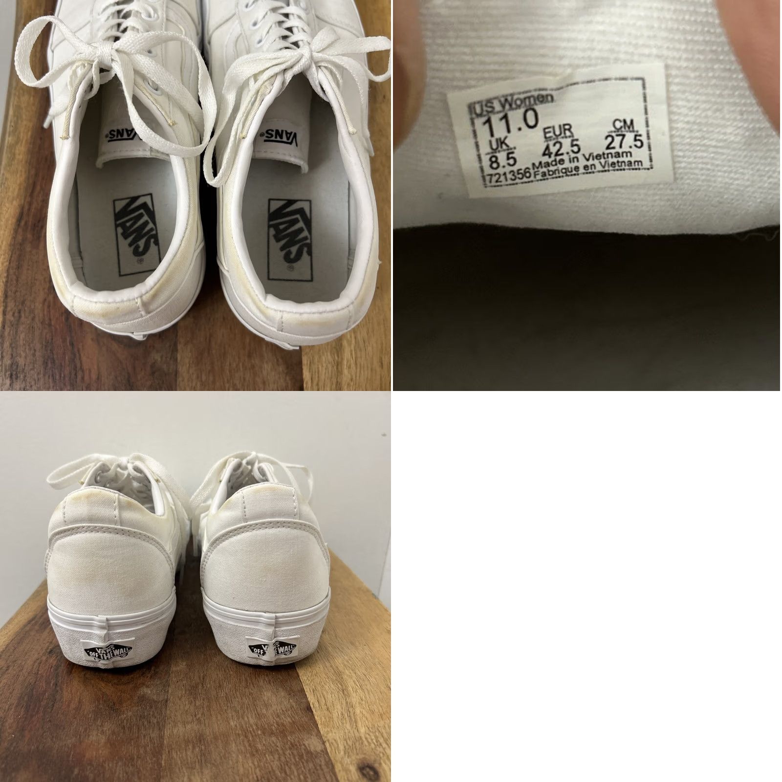 Vans VANS Old Skool Sneaker Womens Size 11 White Canvas Skateboard Shoe 721356 Size US 9 / IT 39 - 9 Thumbnail