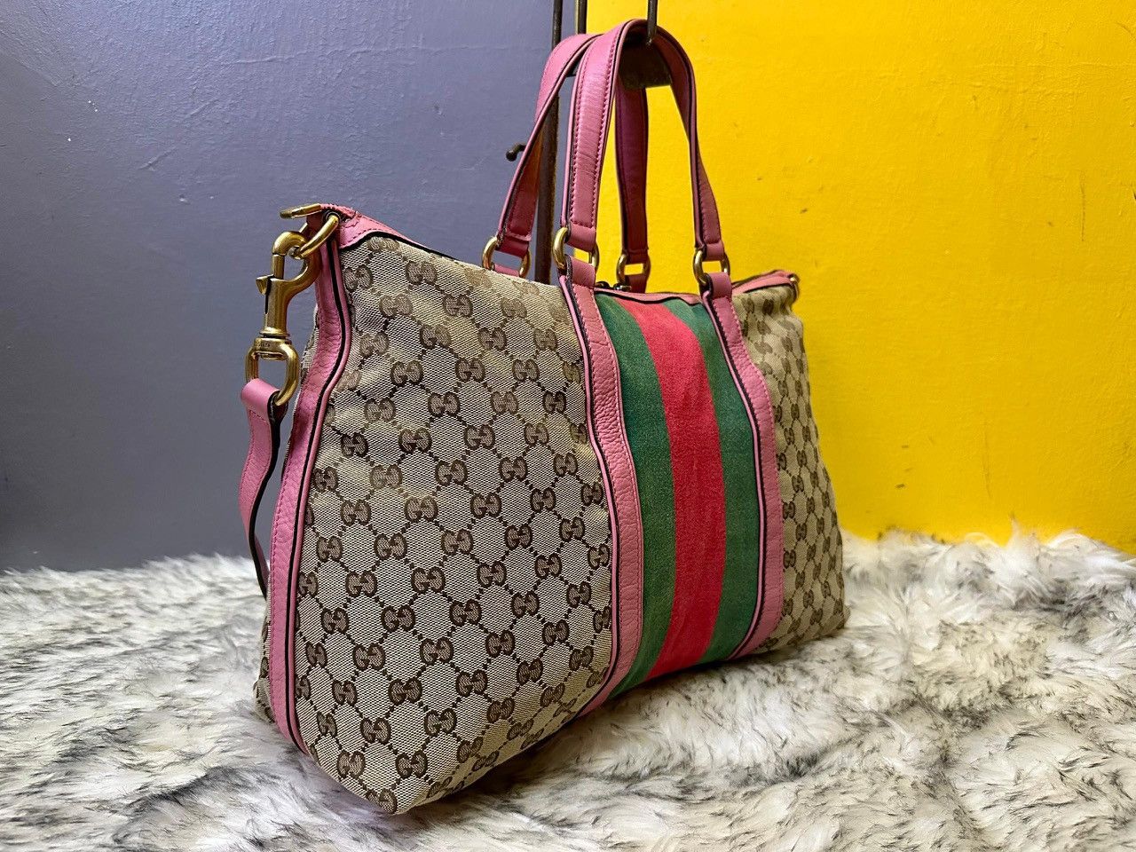 Gucci Authentic Gucci Monogram GG Canvas Web Rania Large Tote Size ONE SIZE - 2 Thumbnail