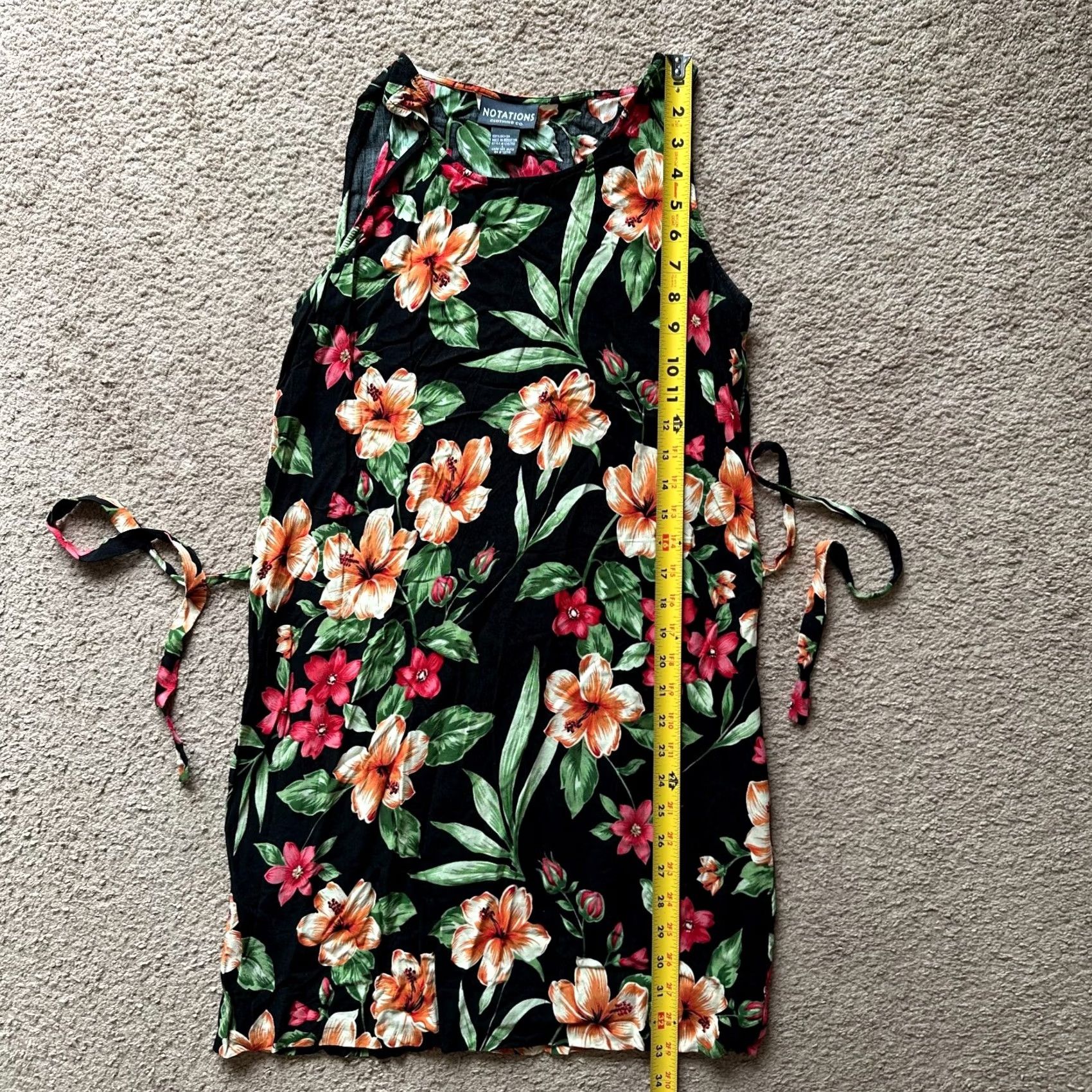 Vintage Notations Top Womens Large Floral Rayon Lightweight Straps Pullover Black Size L / US 10 / IT 46 - 6 Thumbnail