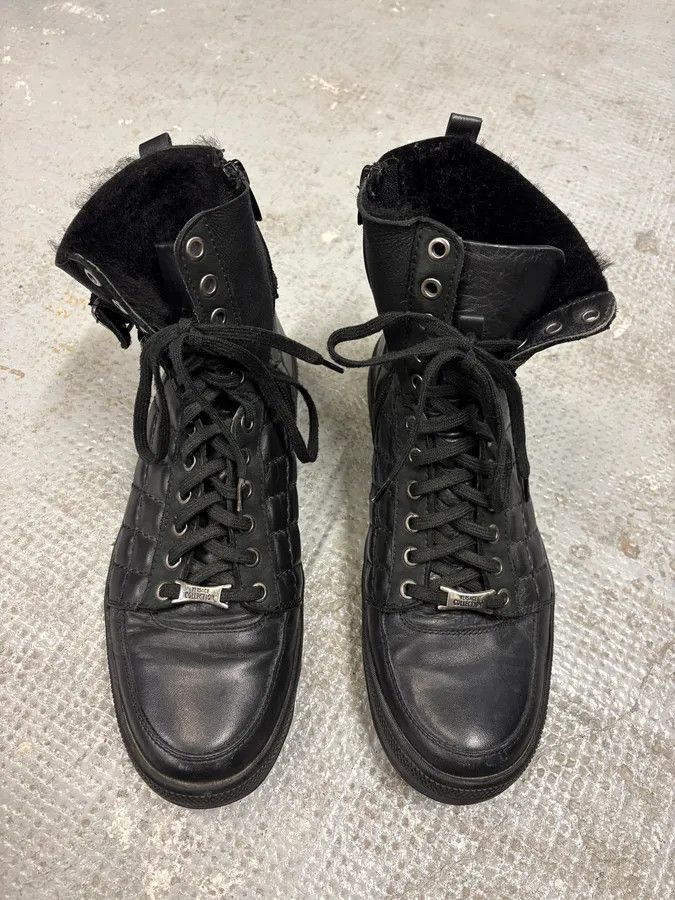 Versace × Vintage 2000s Versace Black Leather Quilted High Sneakers Size US 7 / EU 40 - 2 Thumbnail