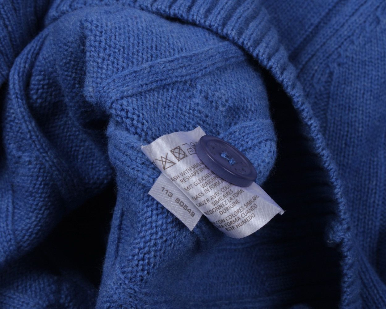 Gant GANT Lambs Wool Cable Knit Blue Button Sweater High Neck Size US M / EU 48-50 / 2 - 12 Thumbnail