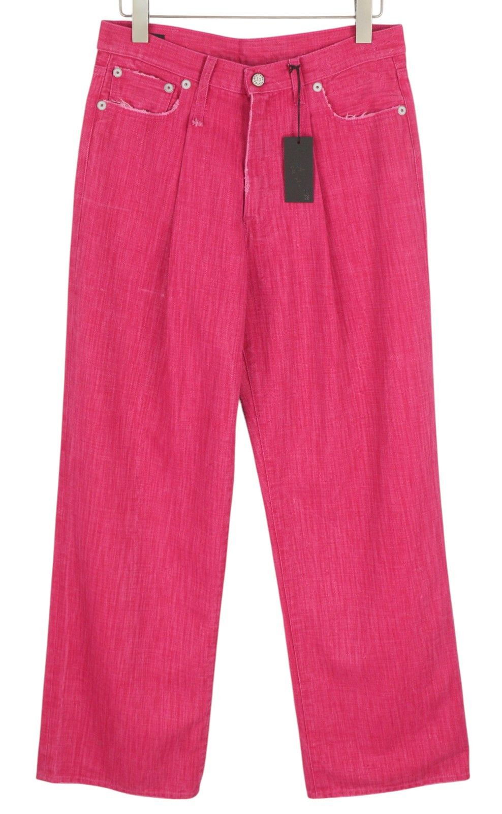 R13 DAMON PLEATED 27 Vivid Pink Flared Zip Fly Logo 85460 Size 27" / US 4 / IT 40 - 2 Thumbnail