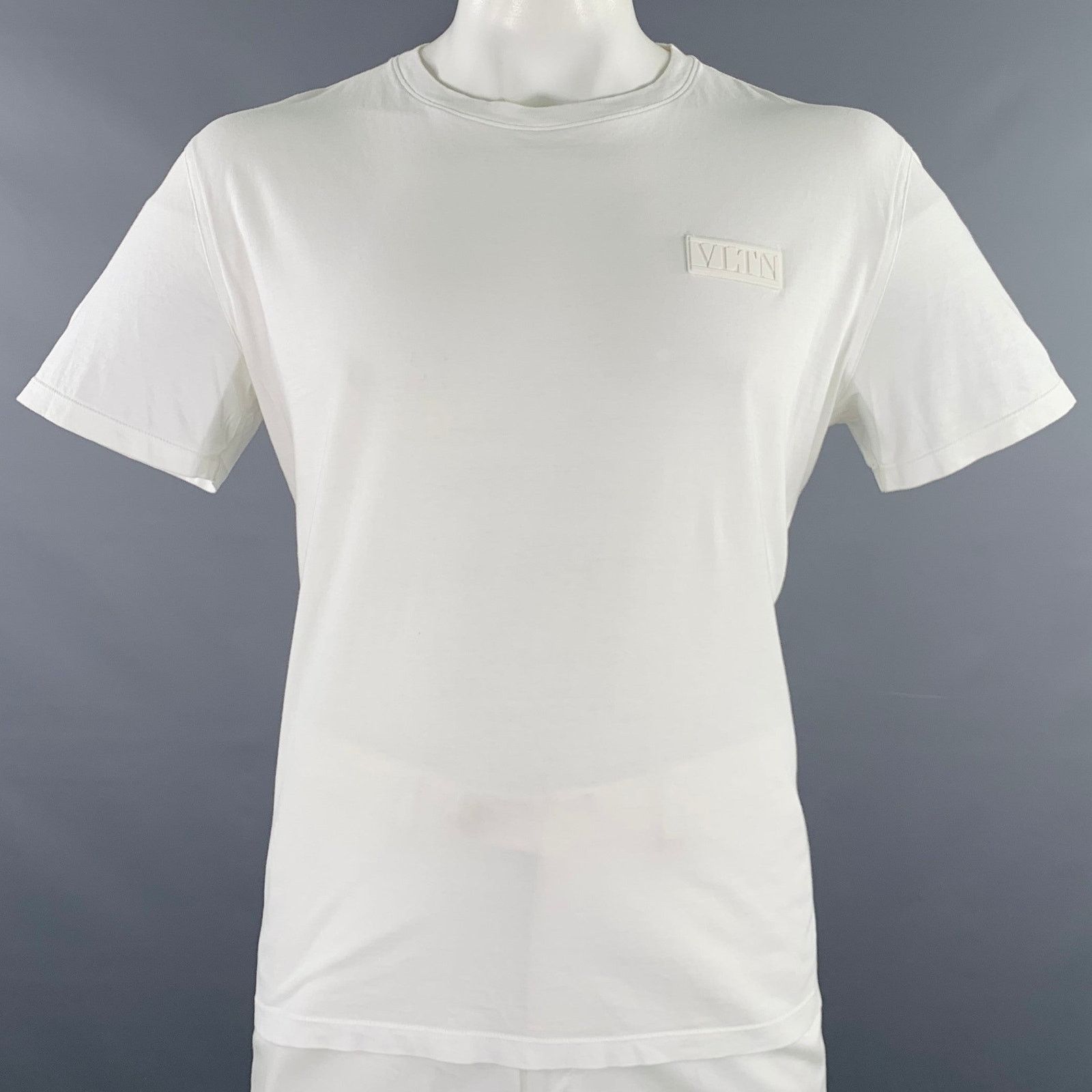 Valentino VALENTINO Size XL White Cotton Crew Neck T-shirt Size US XL / EU 56 / 4 - 1 Thumbnail