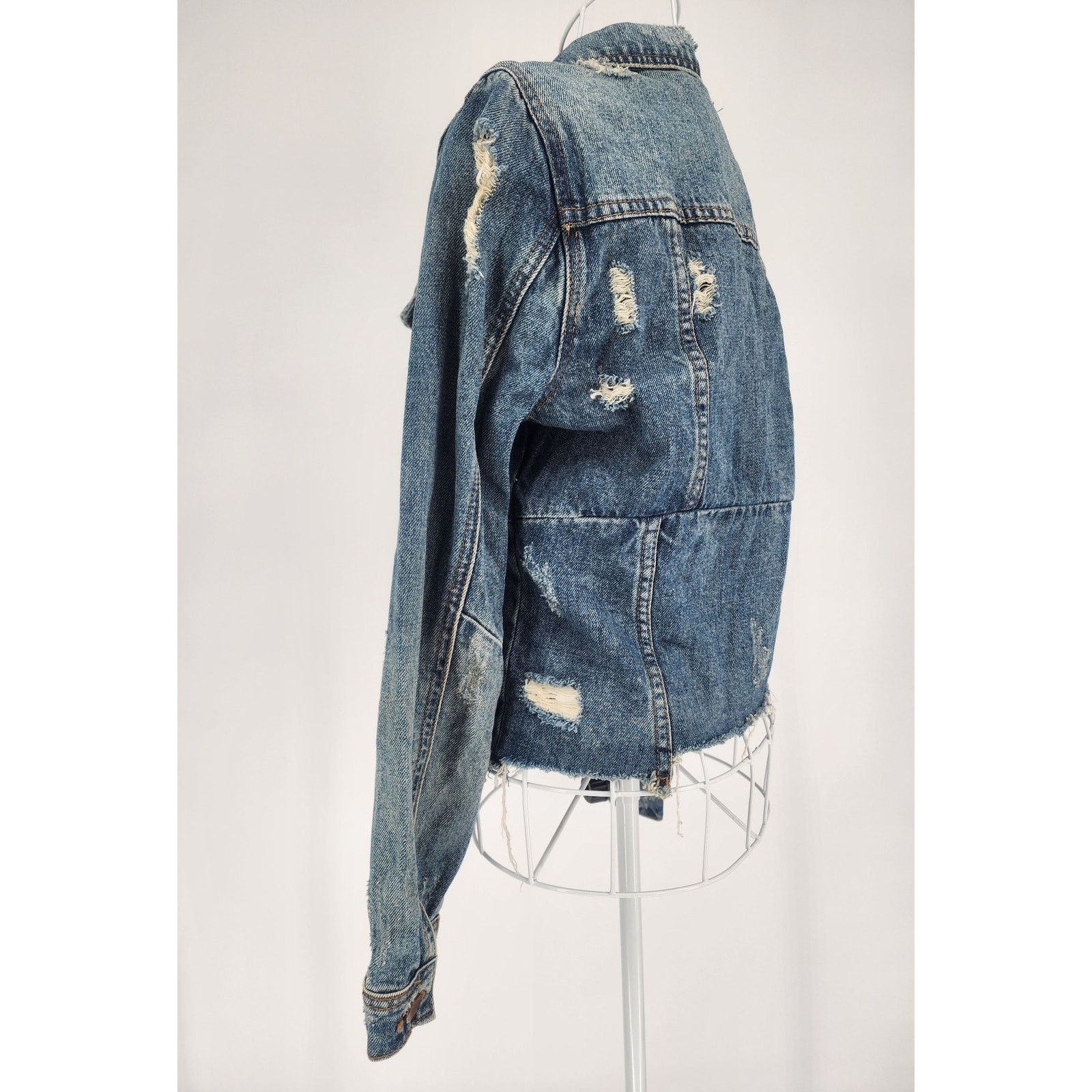 BLANKNYC Blank NYC Distressed Denim Jacket - Women's Size XS Size XS / US 0-2 / IT 36-38 - 6 Thumbnail