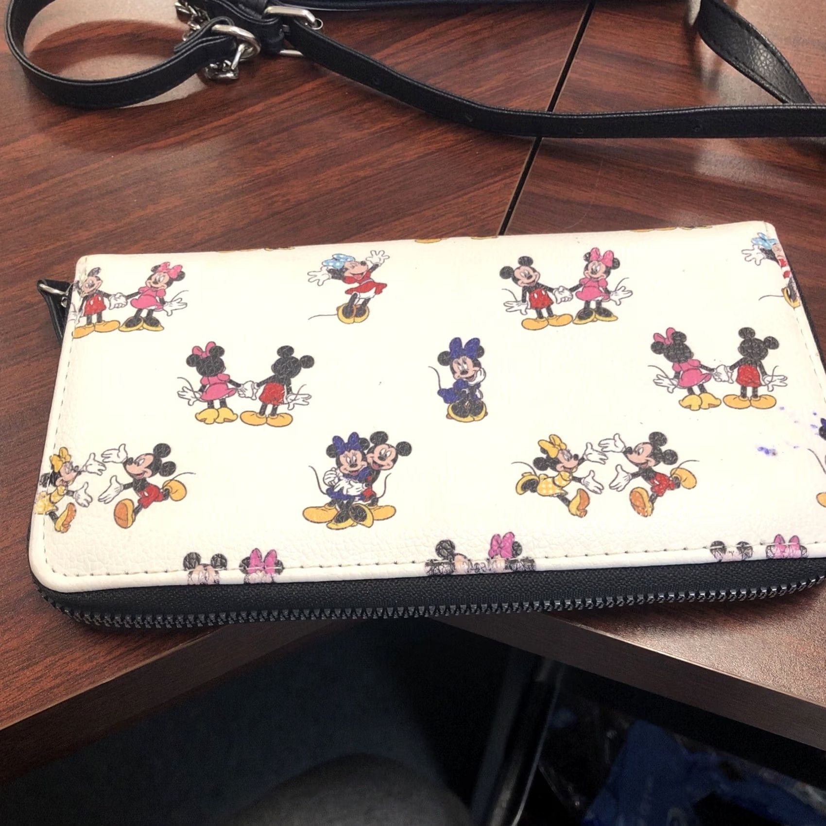 Disney Disney Wallet & Crossbody Purse Zip-Around Mickey Mouse Minnie Mouse White Womens Zip Closure Set Size ONE SIZE - 2 Thumbnail