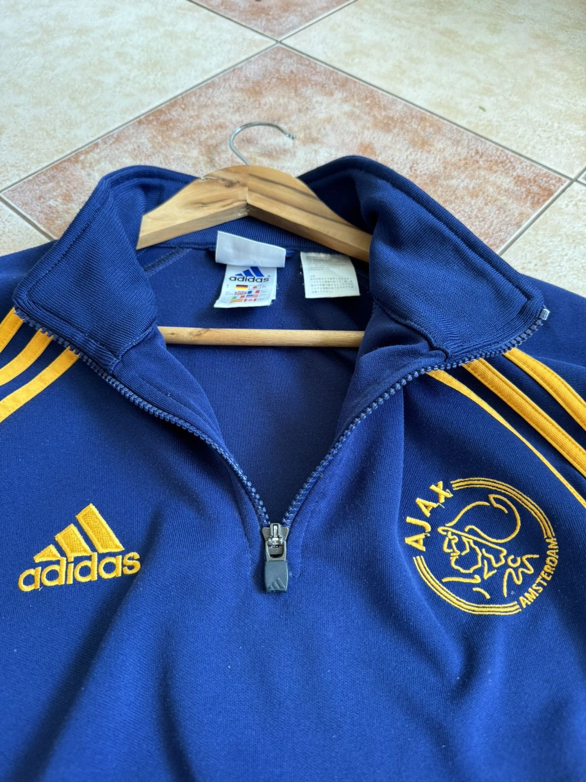 Adidas Vintage Ajax 2000 1/4 Zip Sweathirt Soccer Jersey Football Size US L / EU 52-54 / 3 - 6 Thumbnail
