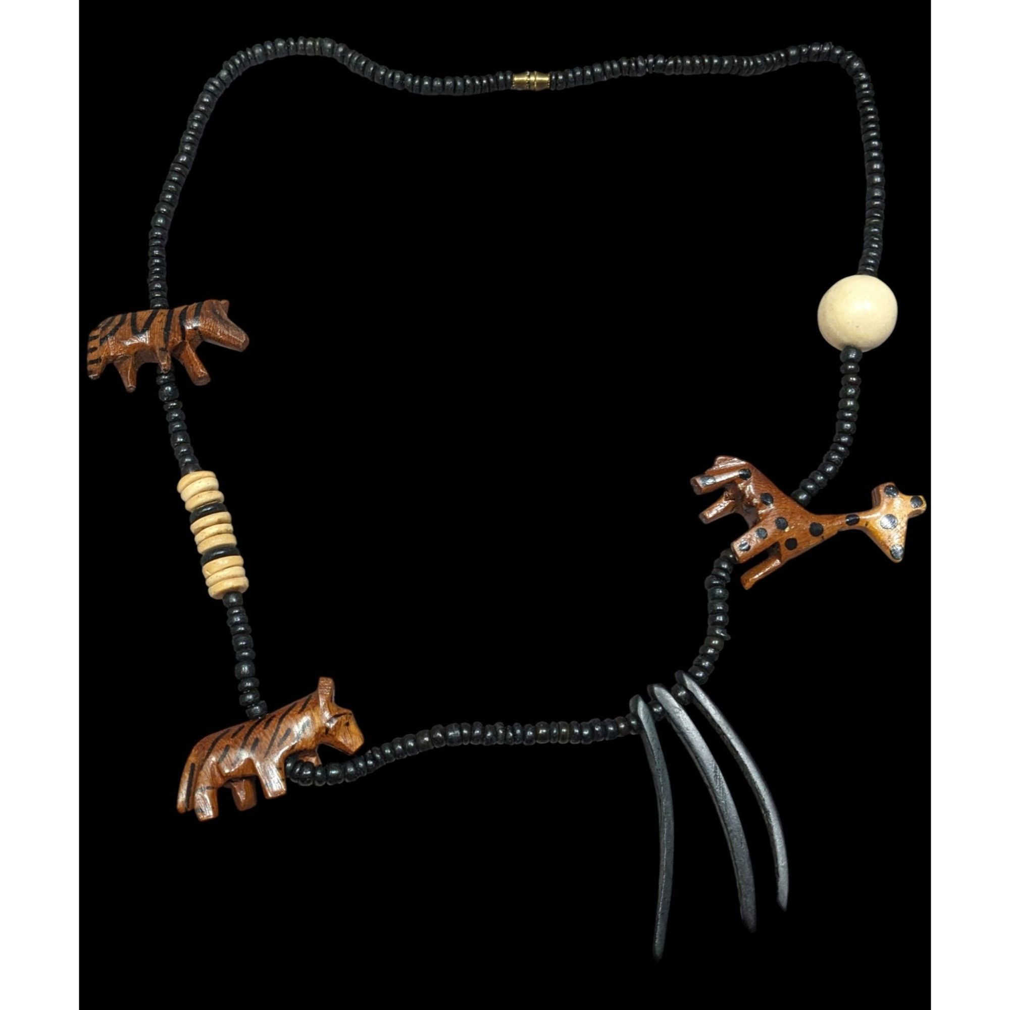 Other Vintage Handmade Wooden Carved African Fetish Beaded Necklac Size ONE SIZE - 1 Thumbnail