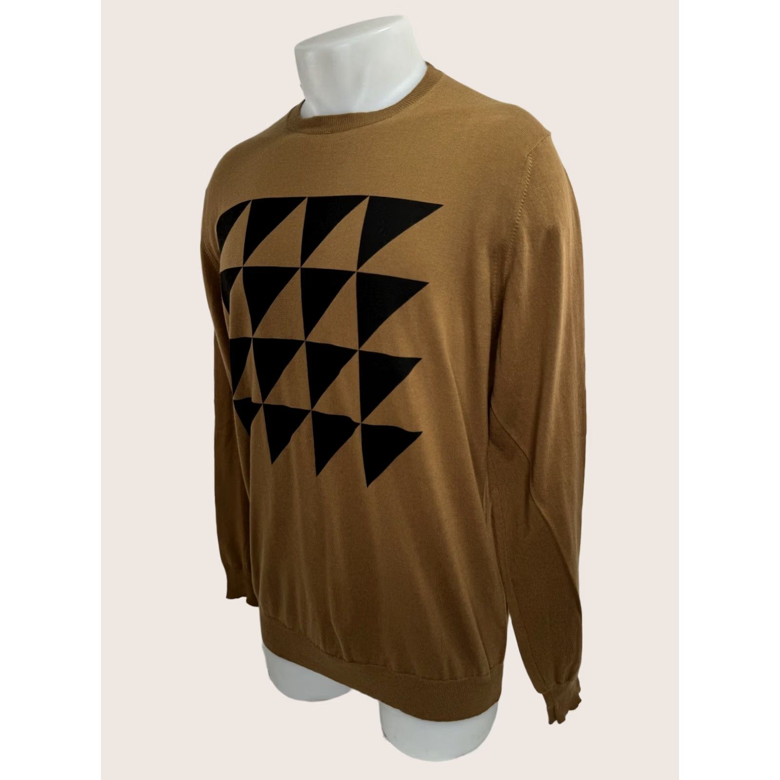 Vintage EIDOS Italy - NEW w TAG - CASHMERE BLEND Geometric Sweater XL Mens Brown / Black Pullover Geometric Cashmere Italy 485 Size US XL / EU 56 / 4 - 1 Thumbnail