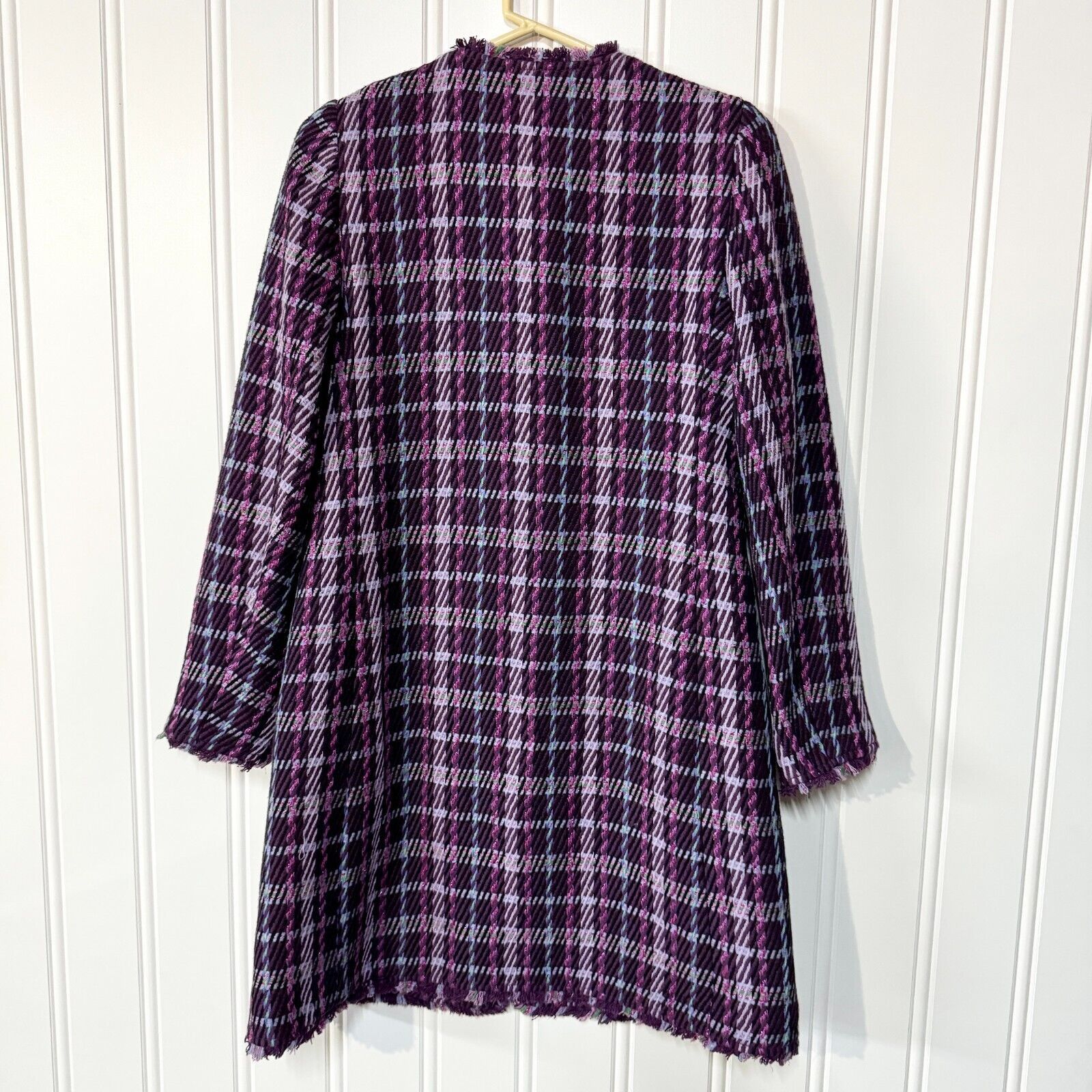 Kate Spade Kate Spade Coat Size 2 Plaid Button Down Tweed Overcoat Plum Size XS / US 0-2 / IT 36-38 - 8 Thumbnail