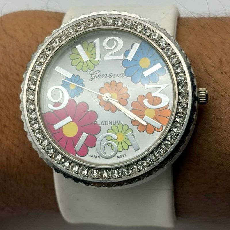 Geneva White Floral Geneva Snap Watch Size ONE SIZE - 2 Thumbnail
