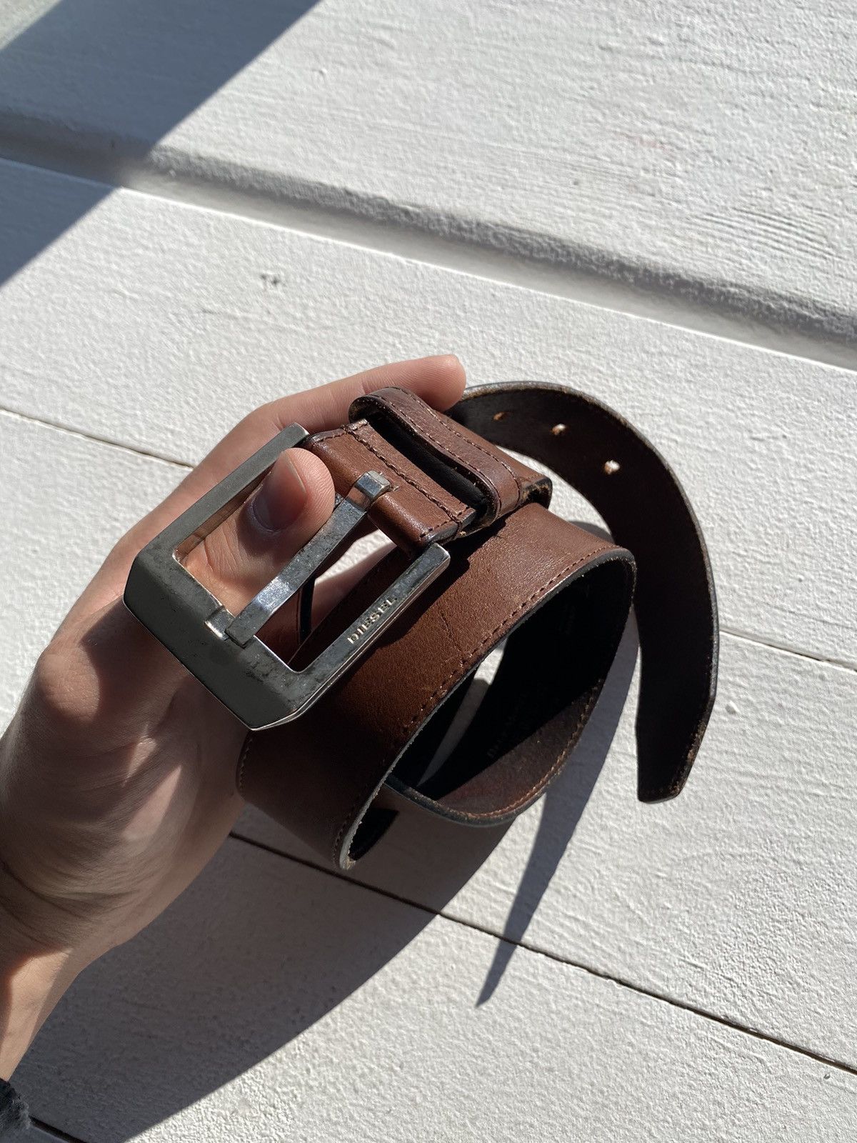 Diesel × Vintage 90s Diesel Black Leather Avant Garde Gothic Minimalism Belt Size ONE SIZE - 11 Thumbnail