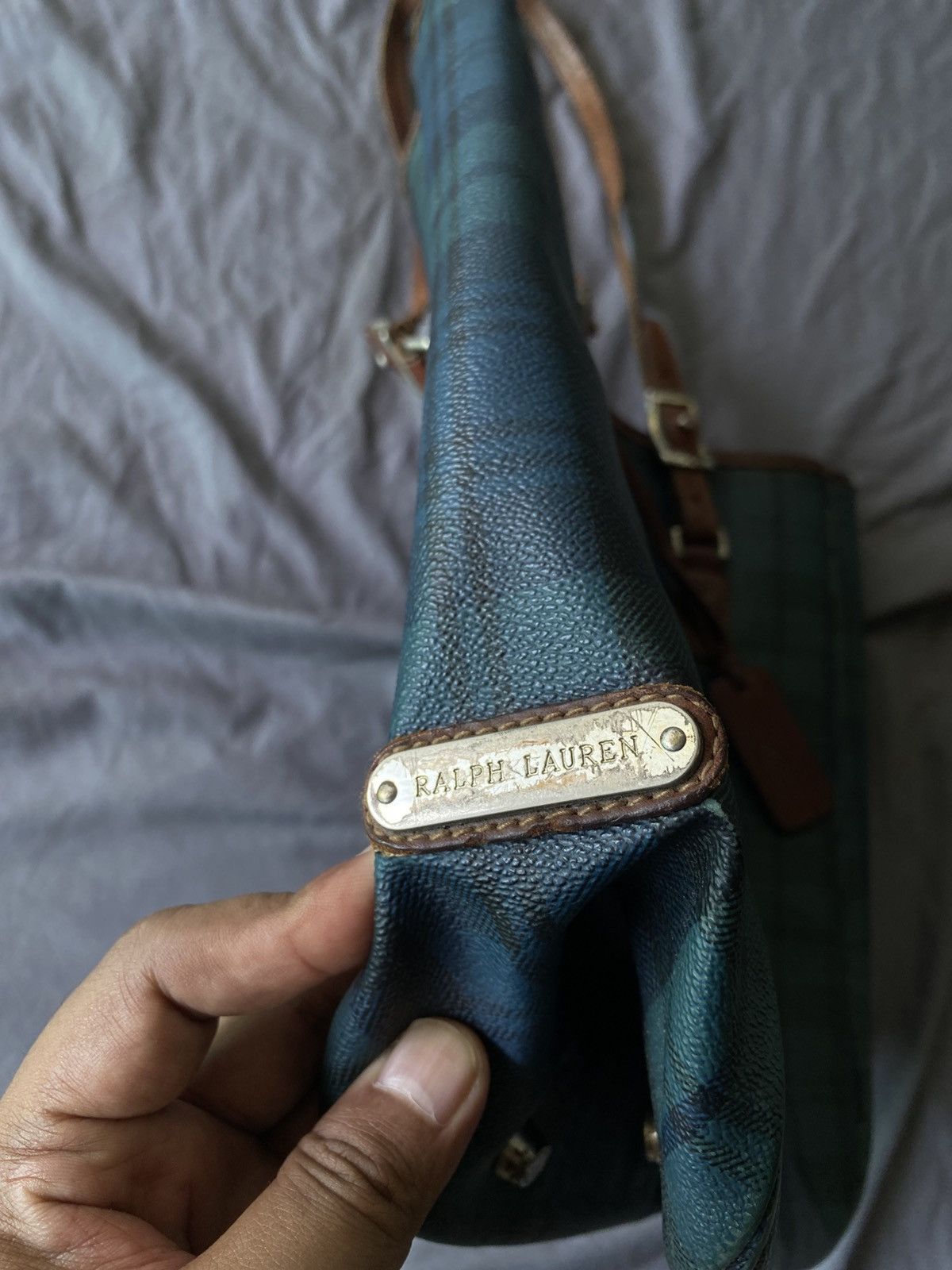 Polo Ralph Lauren Vintage 90s Polo Ralph Lauren Leather Tartan Tote Bag Size ONE SIZE - 3 Thumbnail