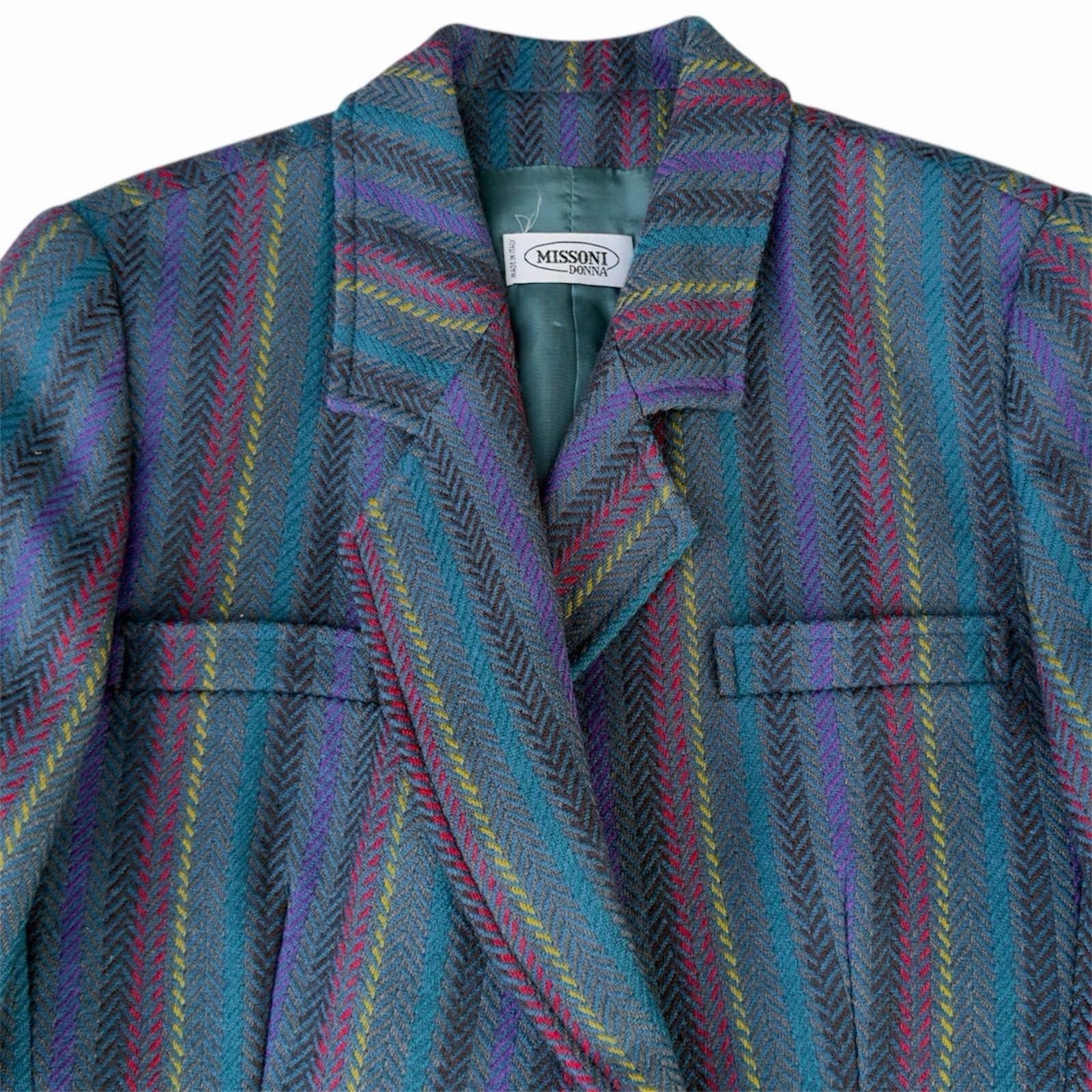 Missoni 80’s Missoni Wool Blazer Double Breasted Herringbone Sz 6 Size M / US 6-8 / IT 42-44 - 3 Thumbnail