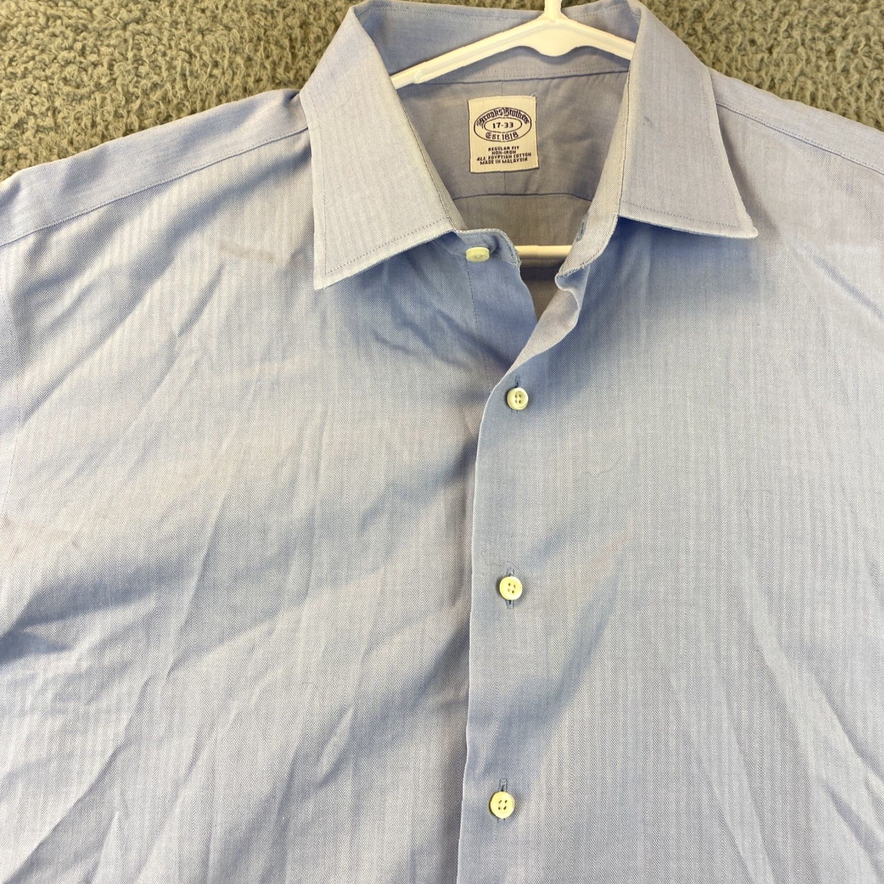 Brooks Brothers Brooks Brothers Dress Shirt Men's 17 Regular Fit Blue Long Sleeve Button Up 84-25 Size 46R - 4 Thumbnail