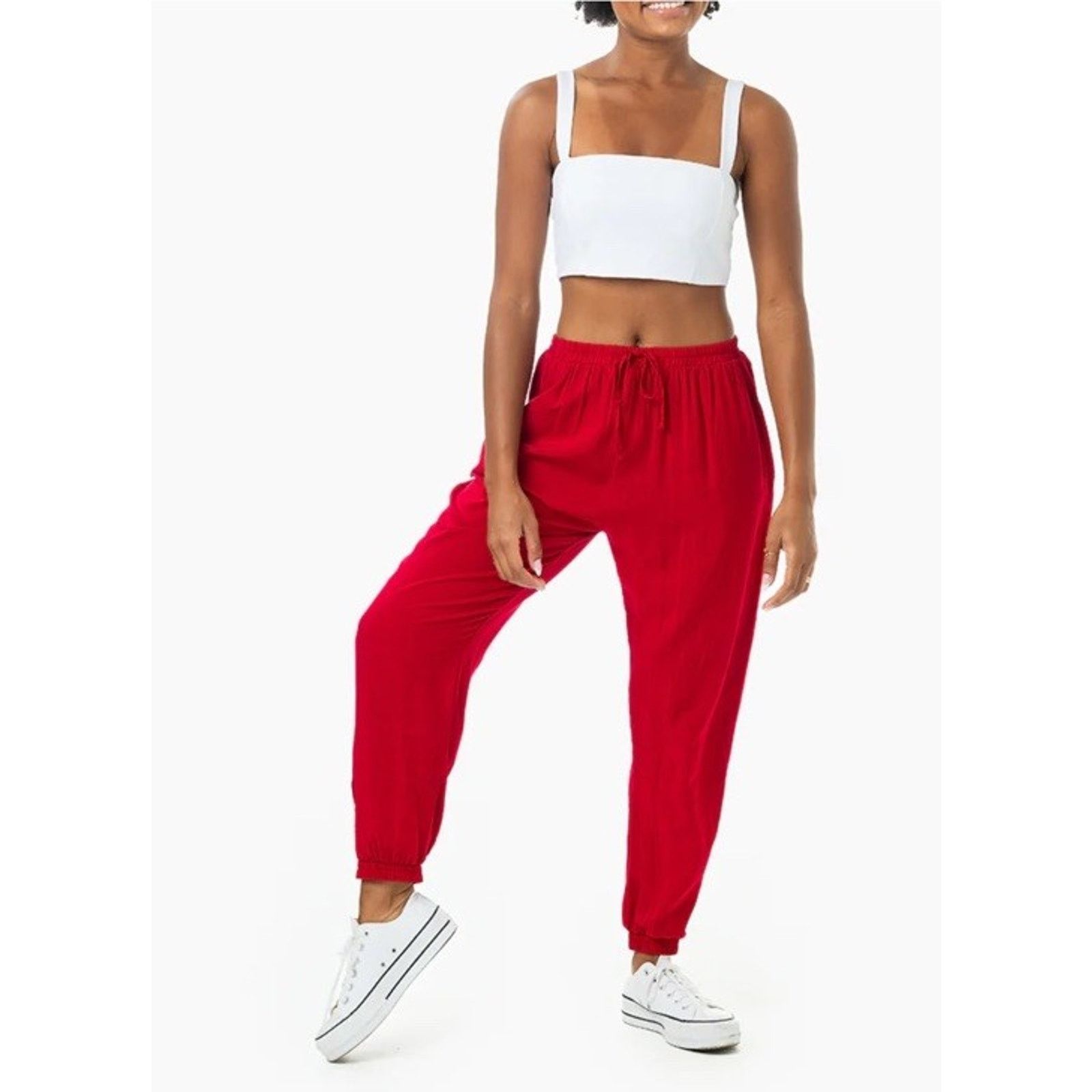 Other Buddha Pants Miami Solid Jogger Harem Pants Scarlet Red S Size 27" / US 4 / IT 40 - 2 Thumbnail