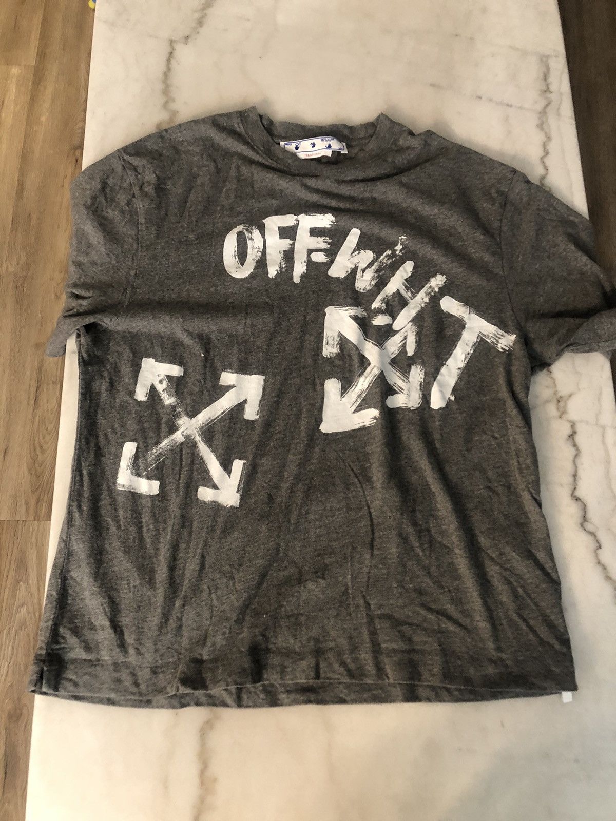 Off-White OFF-WHITE Paint Script Over Skate S/S Tee (Grey Colorway) Size US L / EU 52-54 / 3 - 1 Thumbnail