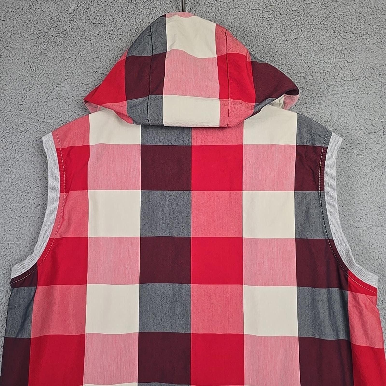 Other Rapido Full Zip Reversible Sz L Red Plaid/Gray Hooded Vest Size US L / EU 52-54 / 3 - 9 Thumbnail