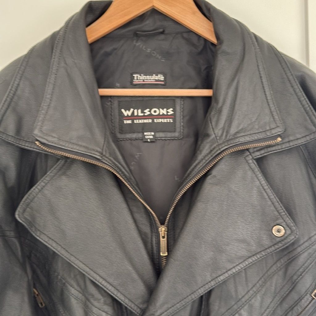 Wilsons Leather Wilson's Black Leather Jacket, Sz L Size US L / EU 52-54 / 3 - 4 Thumbnail