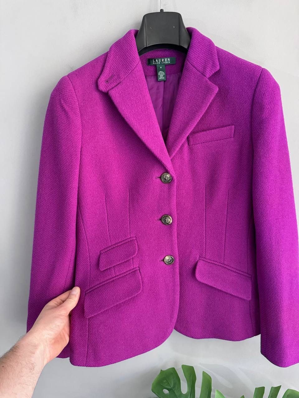 Ralph Lauren Lauren Ralph Lauren Women's Purple Tweed Wool Blazer, US 4 Size XS / US 0-2 / IT 36-38 - 5 Thumbnail