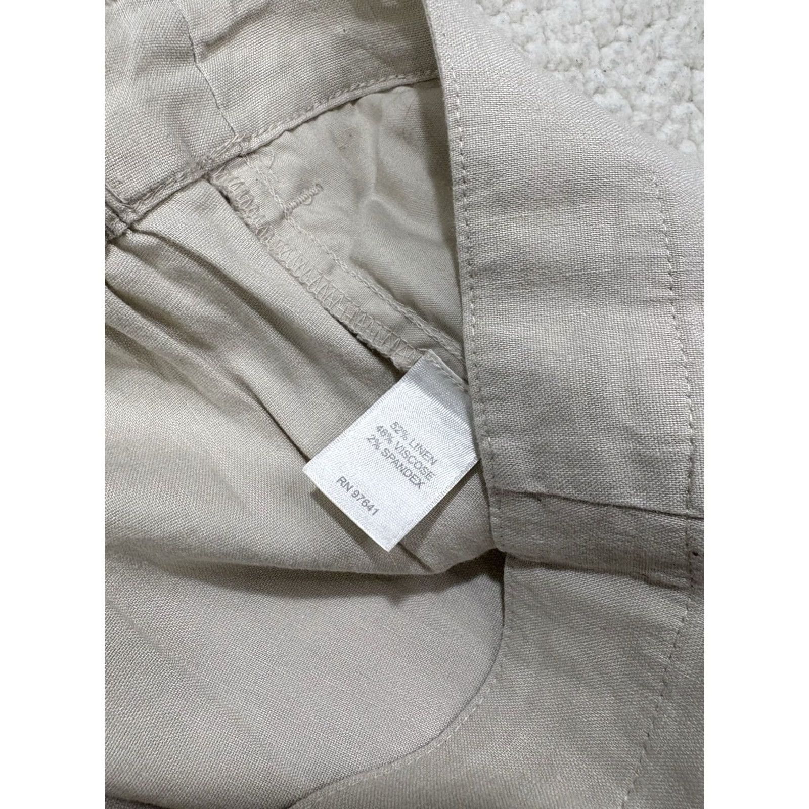 J. Jill J. Jill Pants Beige Linen Stretch Pull On Wide-Leg 14P Petite Womens Beach Minimalist Size 36" / US 14 / IT 50 - 4 Thumbnail