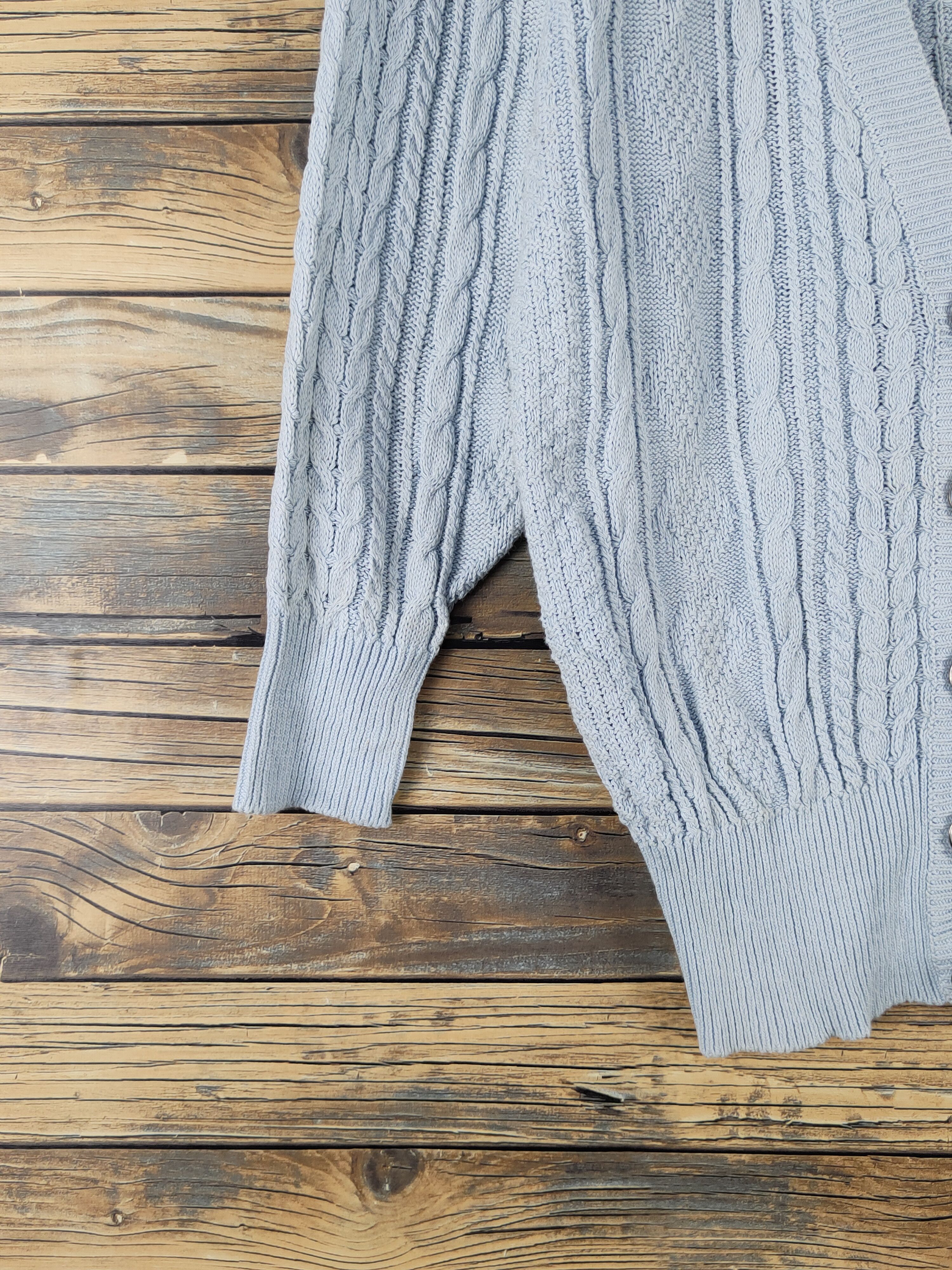 Aran Isles Knitwear × Japanese Brand Liberal Blue Knitwear Cardigan #W1266 Size M / US 6-8 / IT 42-44 - 4 Thumbnail