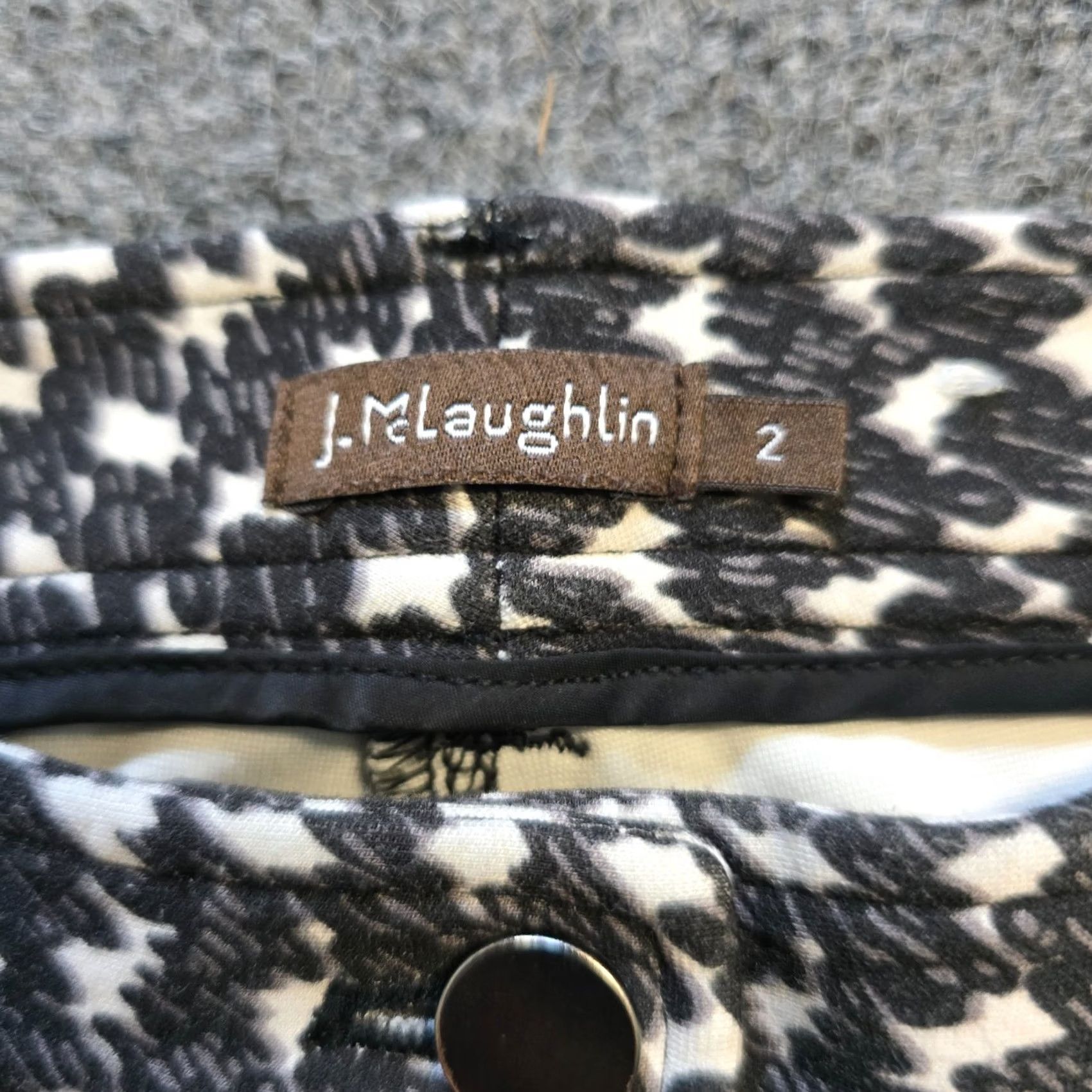 J.McLaughlin J. McLaughlin Pants Womens Size 2 Gray Abstract Houndstooth Stretch Skinny Casual Trousers Size 26" / US 2 / IT 38 - 5 Thumbnail