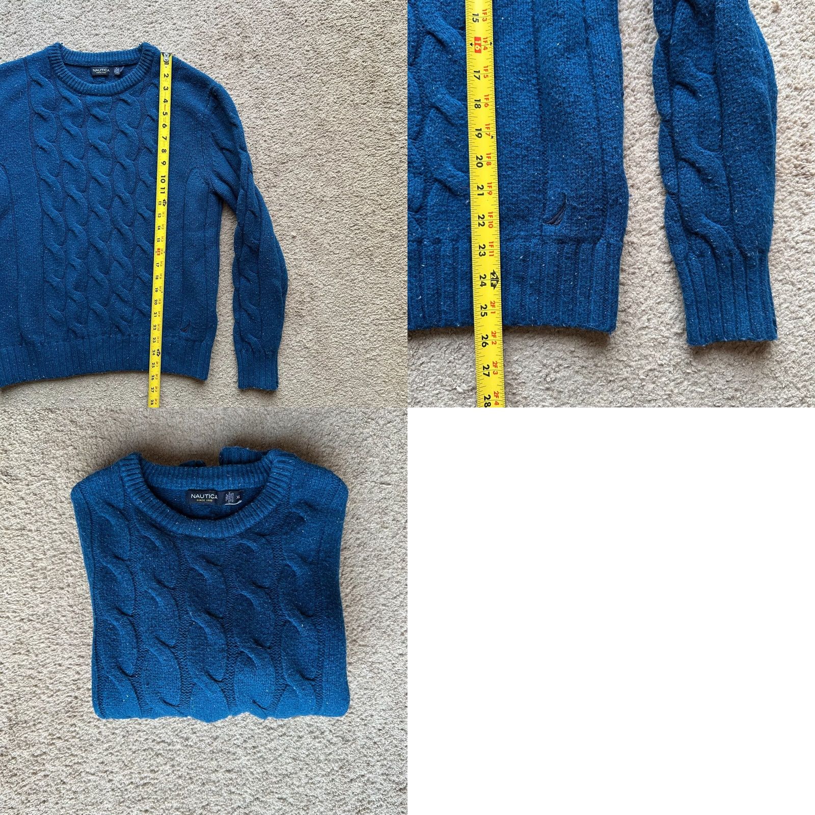 Nautica Nautica Sweater Womens XL Crewneck Cableknit Pullover Long Sleeve Blue Wool Size XL / US 12-14 / IT 48-50 - 8 Thumbnail