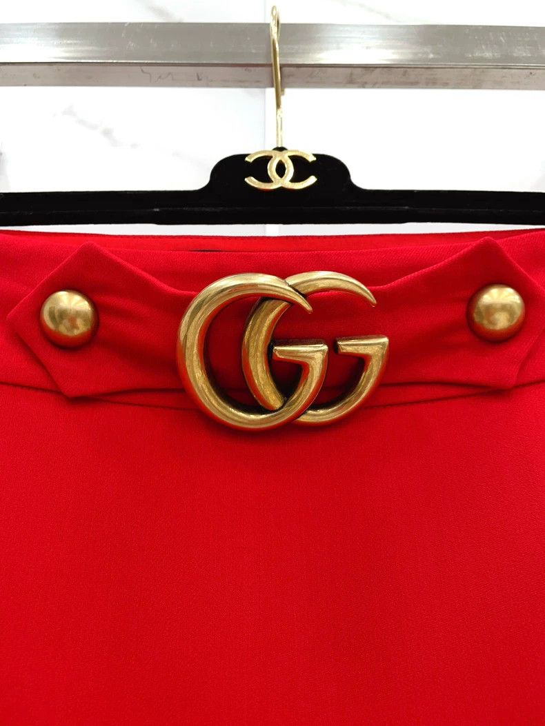 Gucci Gucci Red double G gold buckle wool silk skirt 2504-Nextarr Size 25" / US 0 / IT 36 - 5 Thumbnail