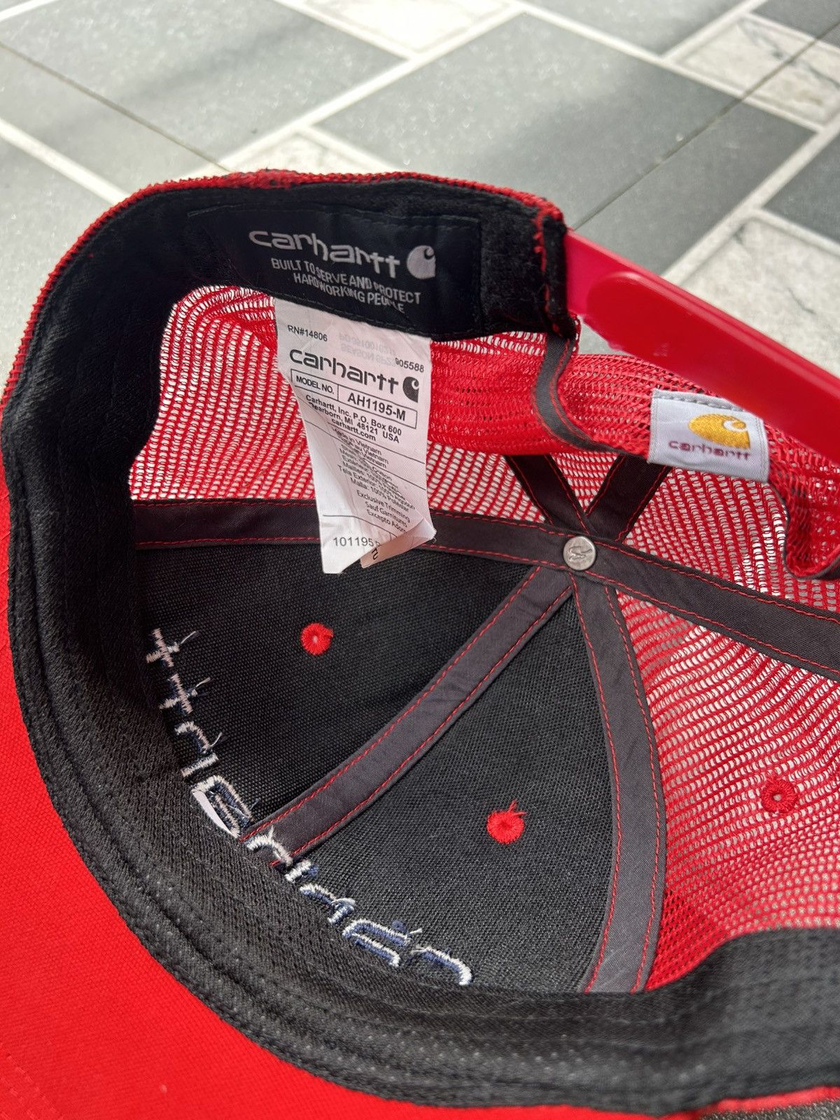 Carhartt Carhartt Hat Red Spell Out Logo Snap Back Mesh trucker hat Size ONE SIZE - 3 Thumbnail