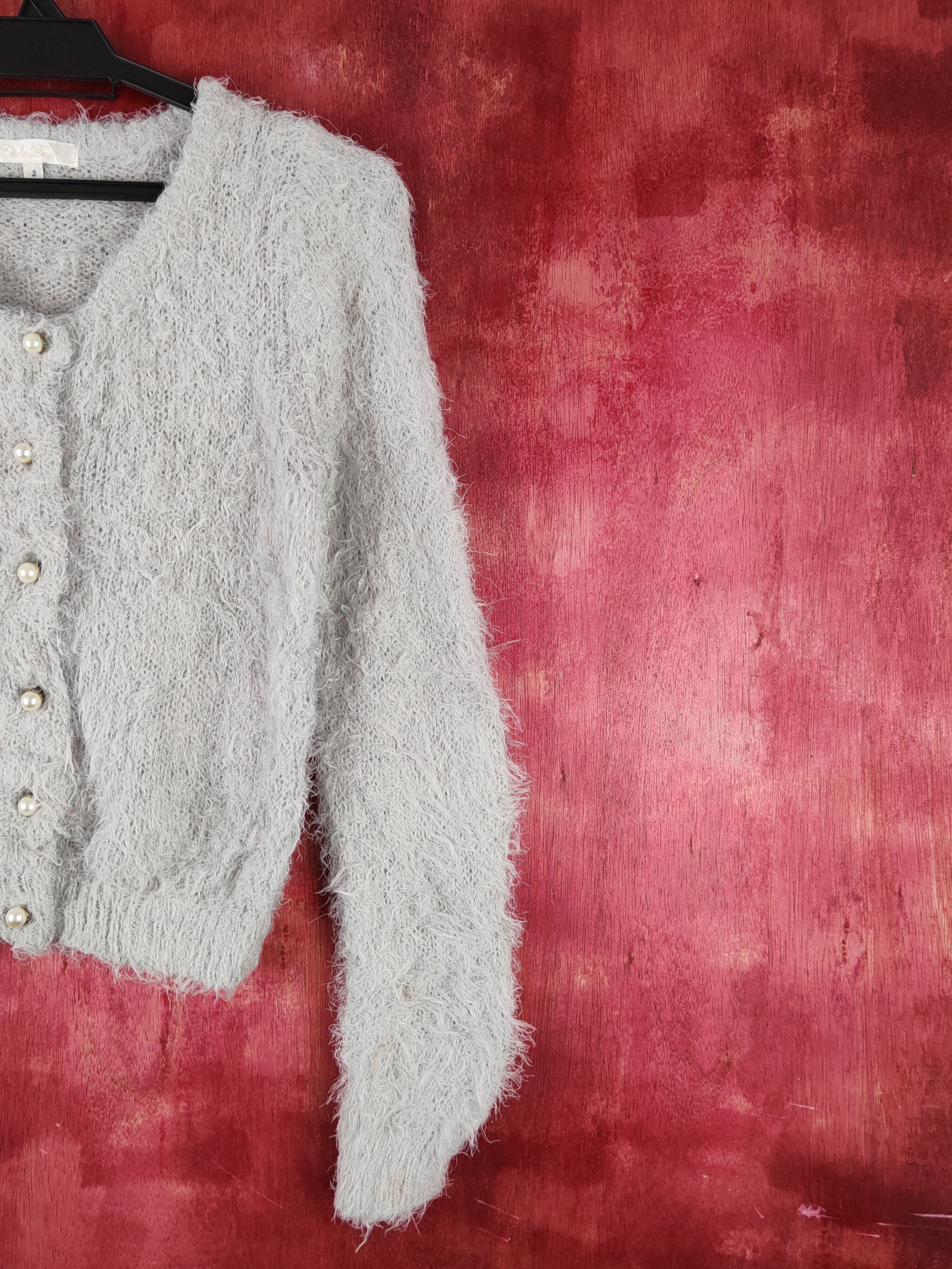 Aran Isles Knitwear × Japanese Brand × Vintage Caca Deal Light Gray Shag Shaggy Fur Mohair Knitwear #S1919 Size S / US 4 / IT 40 - 5 Thumbnail