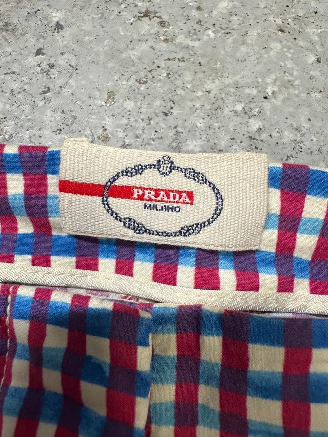 Designer × Prada × Vintage SS2012 Prada Red & Blue Checked Pants Size 24" / US 00 / IT 34 - 5 Thumbnail