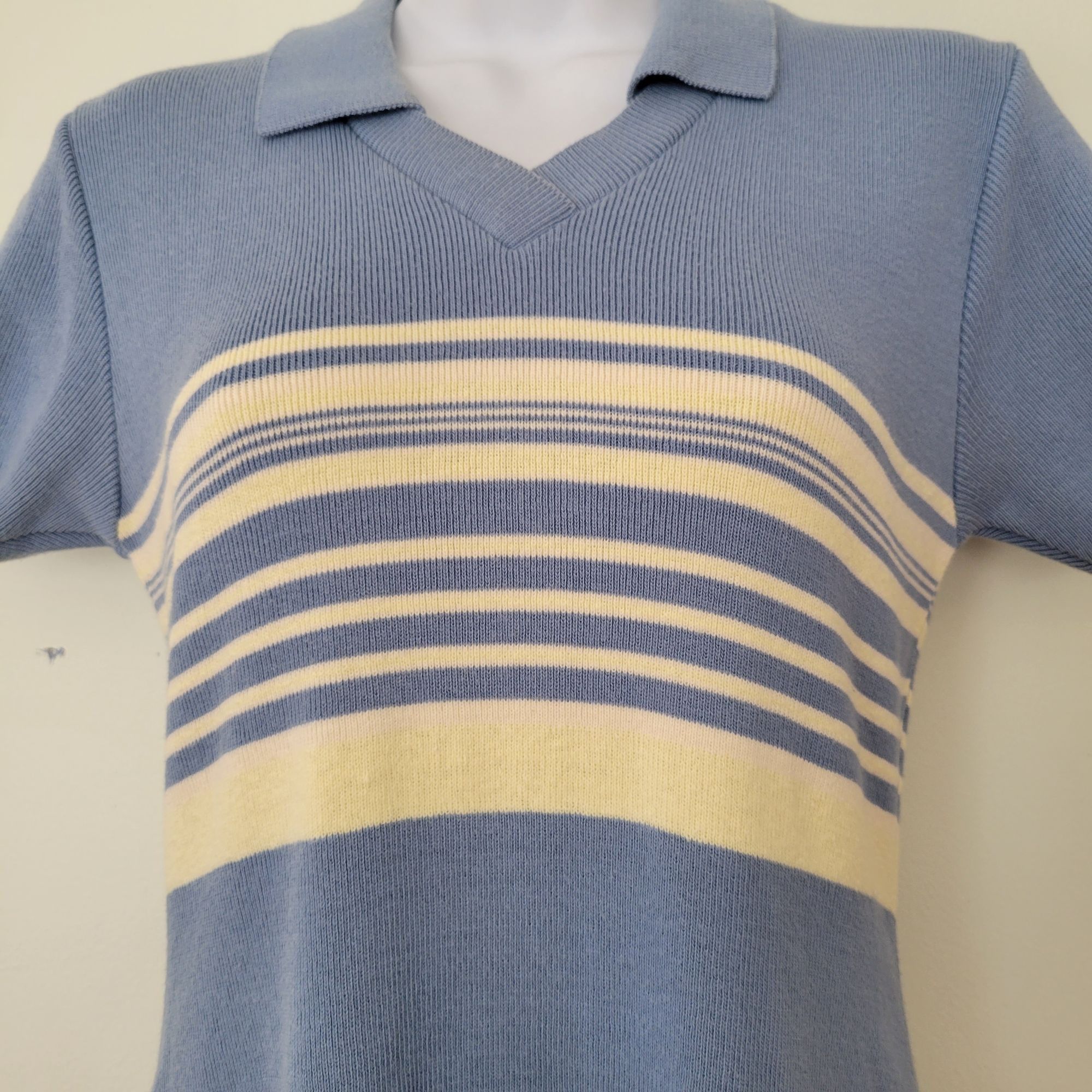 Vintage Vintage Rampage Blue Yellow Striped Knit Polo Sweater Dress Size M / US 6-8 / IT 42-44 - 2 Thumbnail
