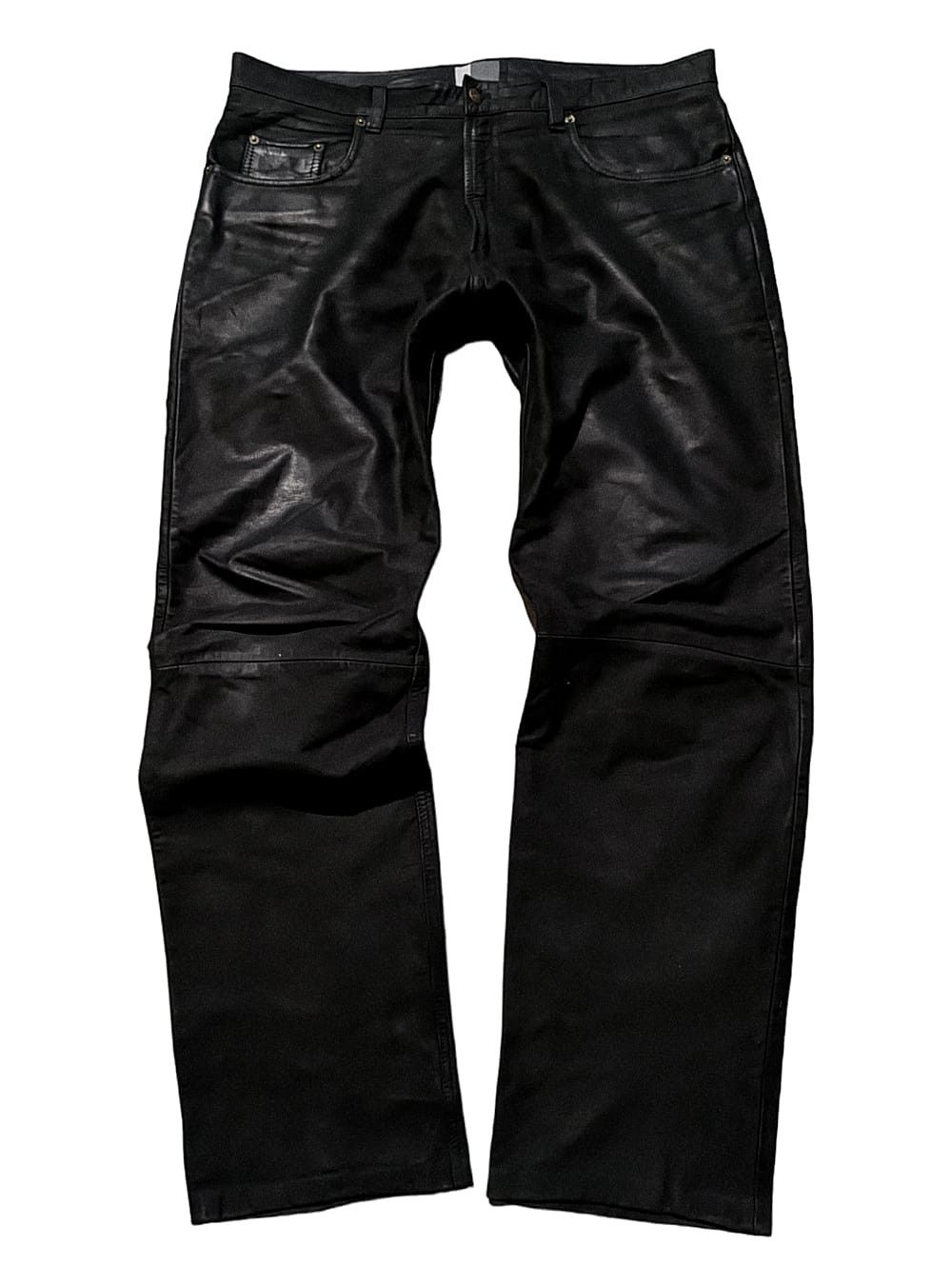 image of Archival Clothing x Kadoya Leather Pants Vintage Biker Opium Moto Edgy Rockstar in Black (Size 38)