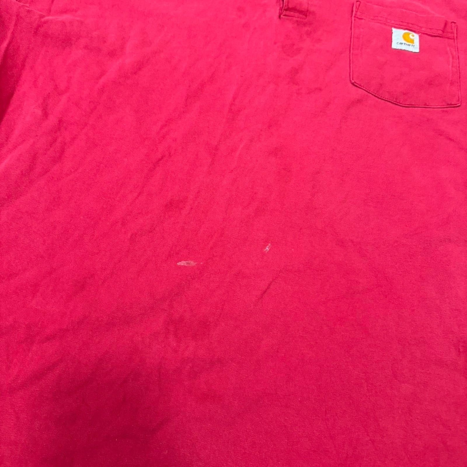 Carhartt Bright Bold Red Distressed Carhart Button Fly Tshirt Size US XL / EU 56 / 4 - 4 Thumbnail