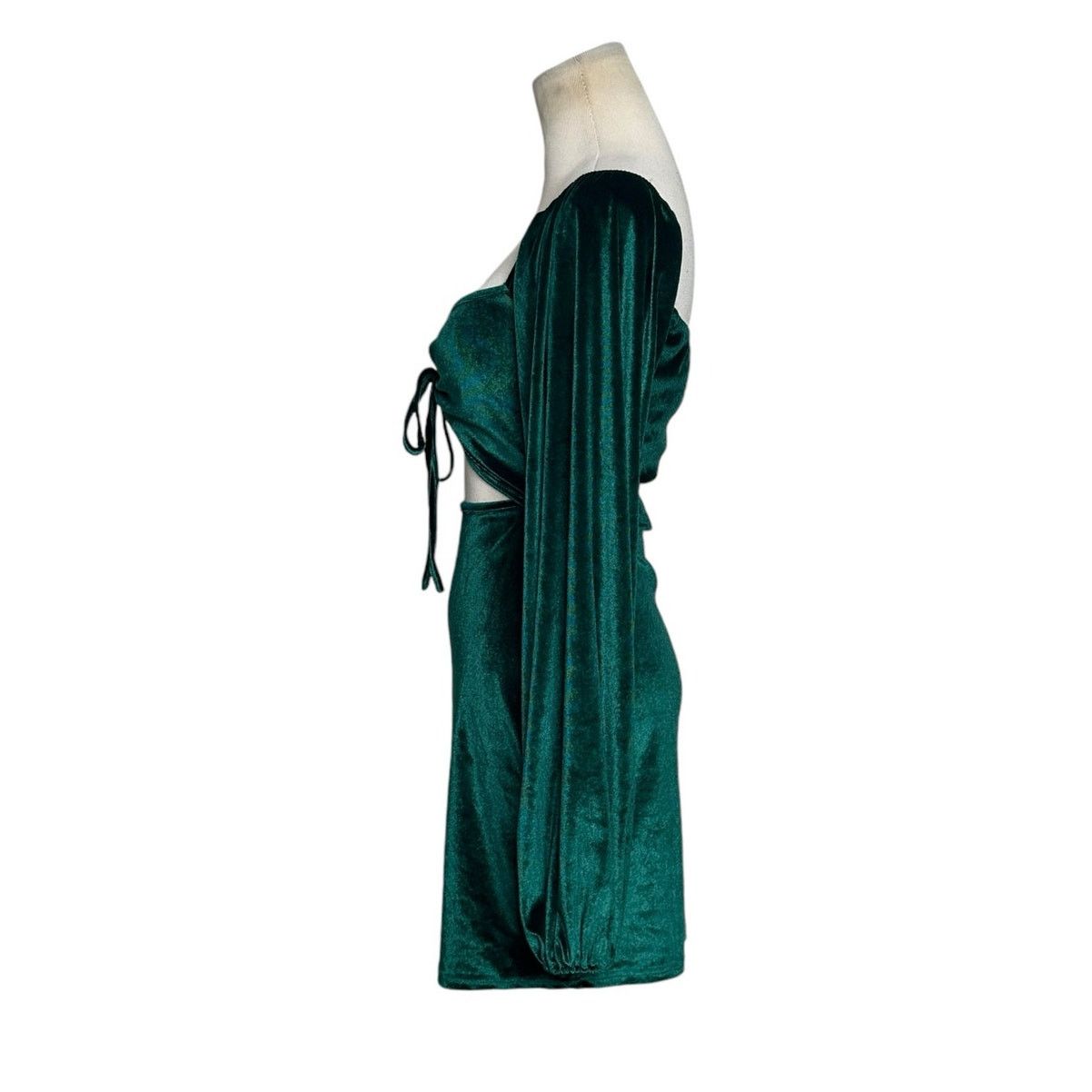 Shein Shein green velour front cut out mini dress size Small Size S / US 4 / IT 40 - 6 Thumbnail