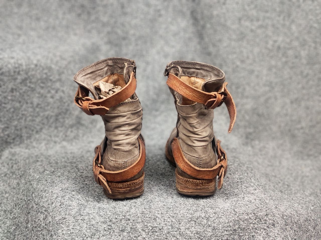 A.S.98 A.S.98 Design mummy Leather faded Ankle Zip Strap Boots Size US 9 / IT 39 - 12 Thumbnail