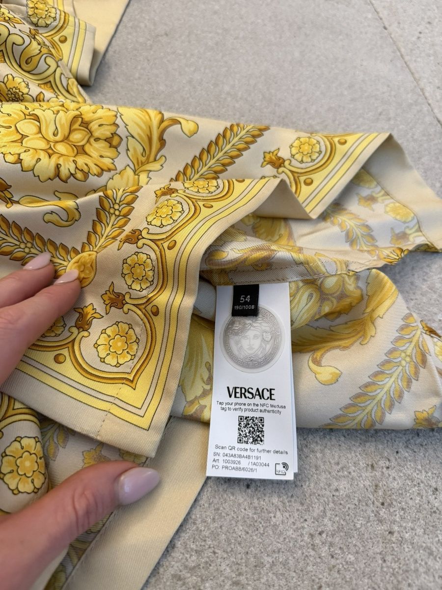 Versace Versace Beige & Yellow Barocco Silk Shirt & Shorts Set Size US L / EU 52-54 / 3 - 8 Thumbnail