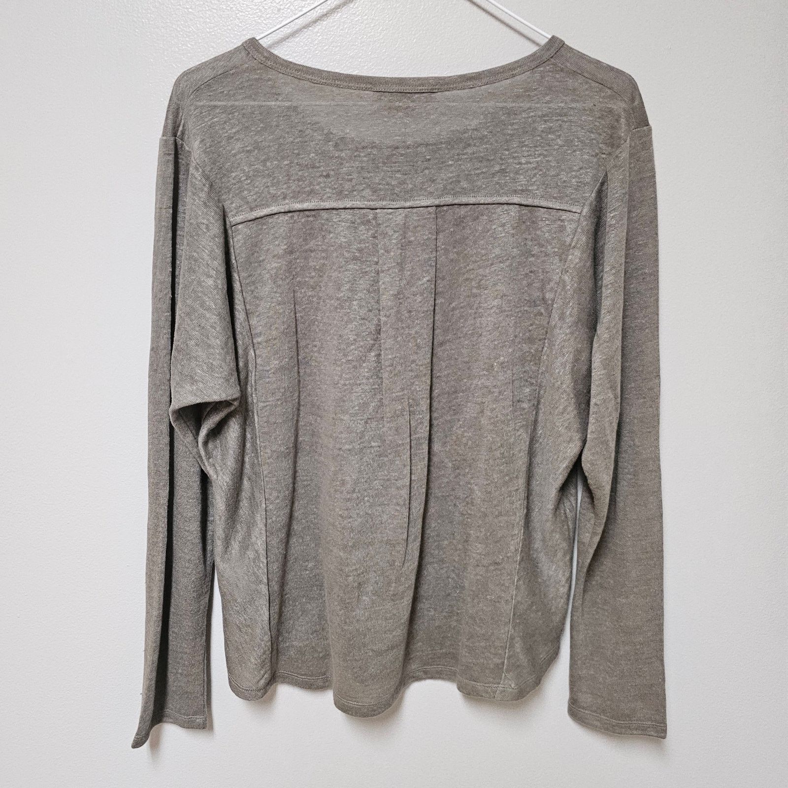 Vince VINCE Women's 100% Linen Taupe Pullover Henley Size S/P Size S / US 4 / IT 40 - 6 Thumbnail